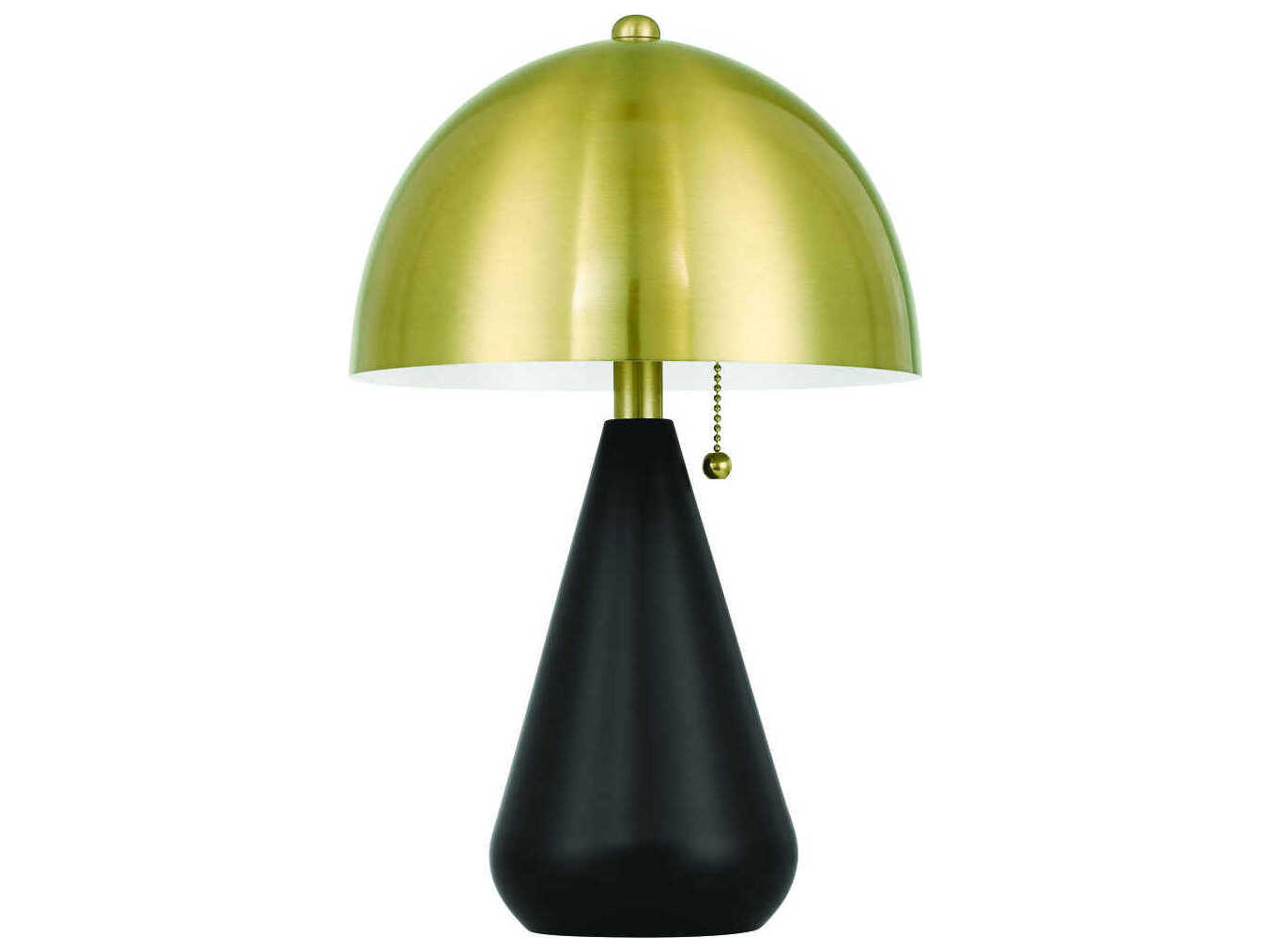Shelby Flat Black Satin Brass Steel Table Lamp