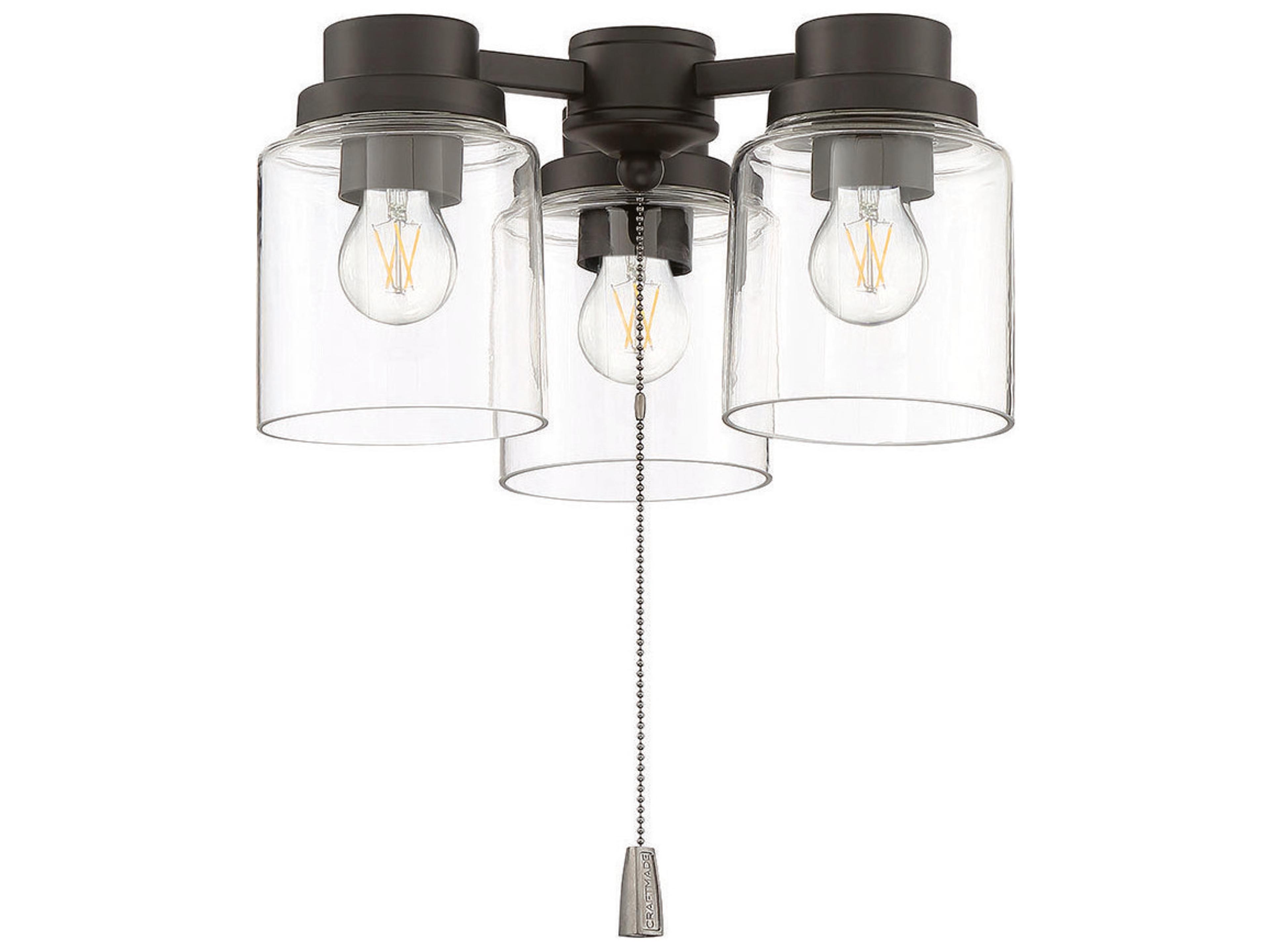 Universal Flat Black 3-Light Fan Light