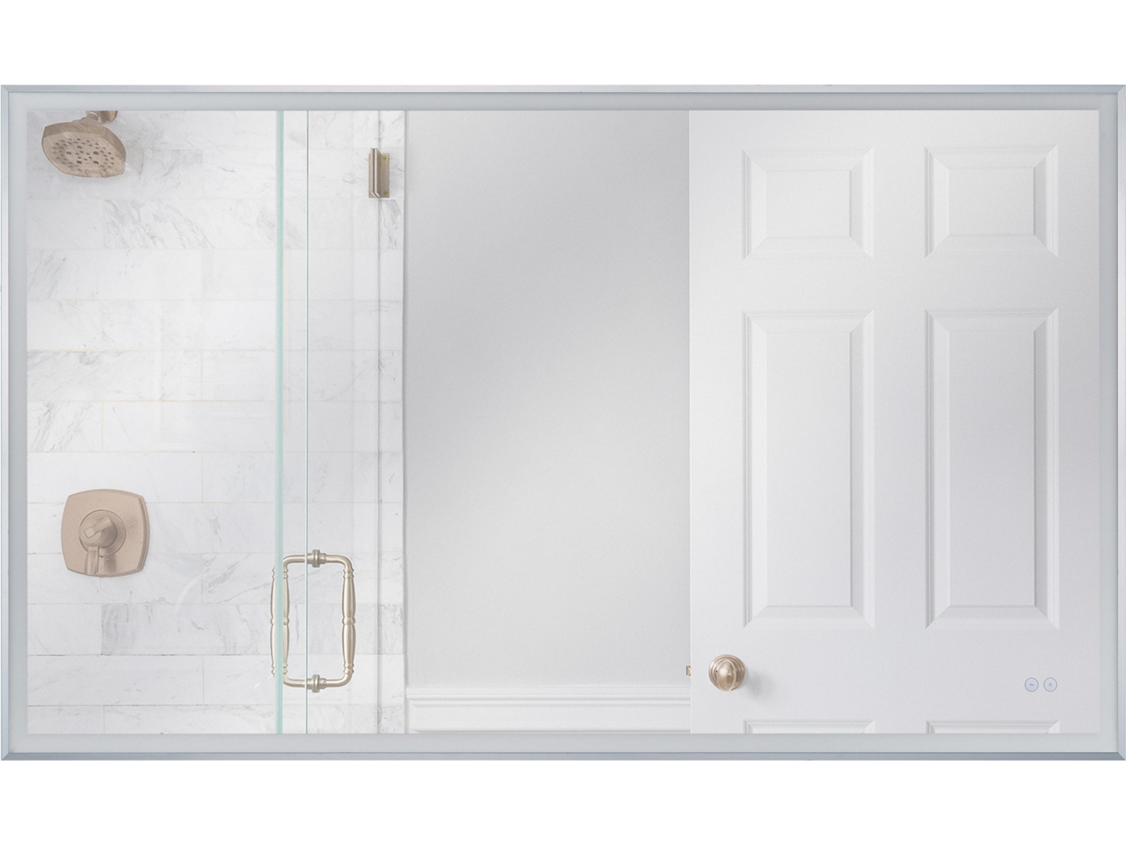 Framed Brushed Polished Nickel Wall Mirror Rectangular