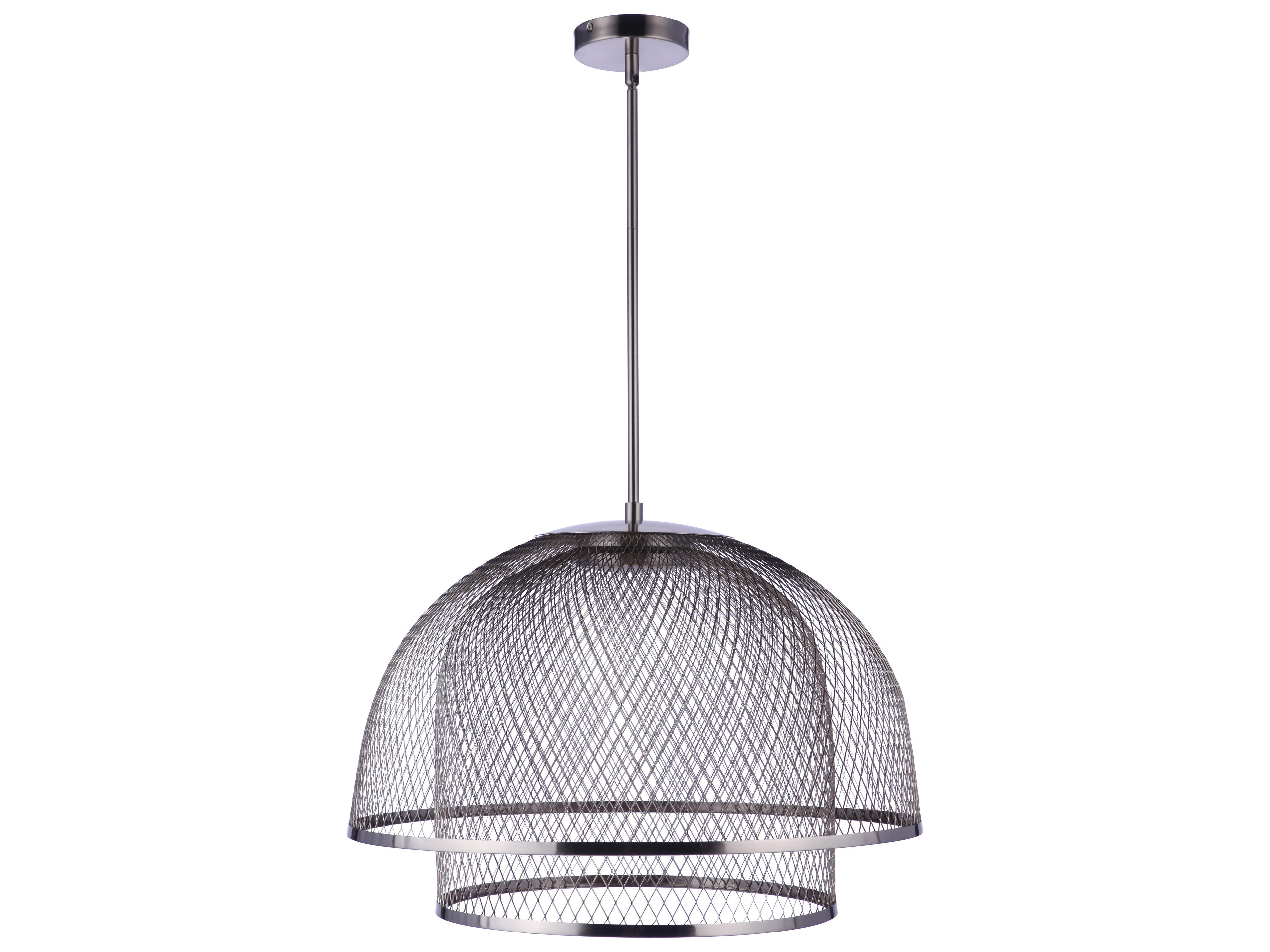 Sculptural Statement 1-Light Brushed Polished Nickel Dome Tiered Pendant