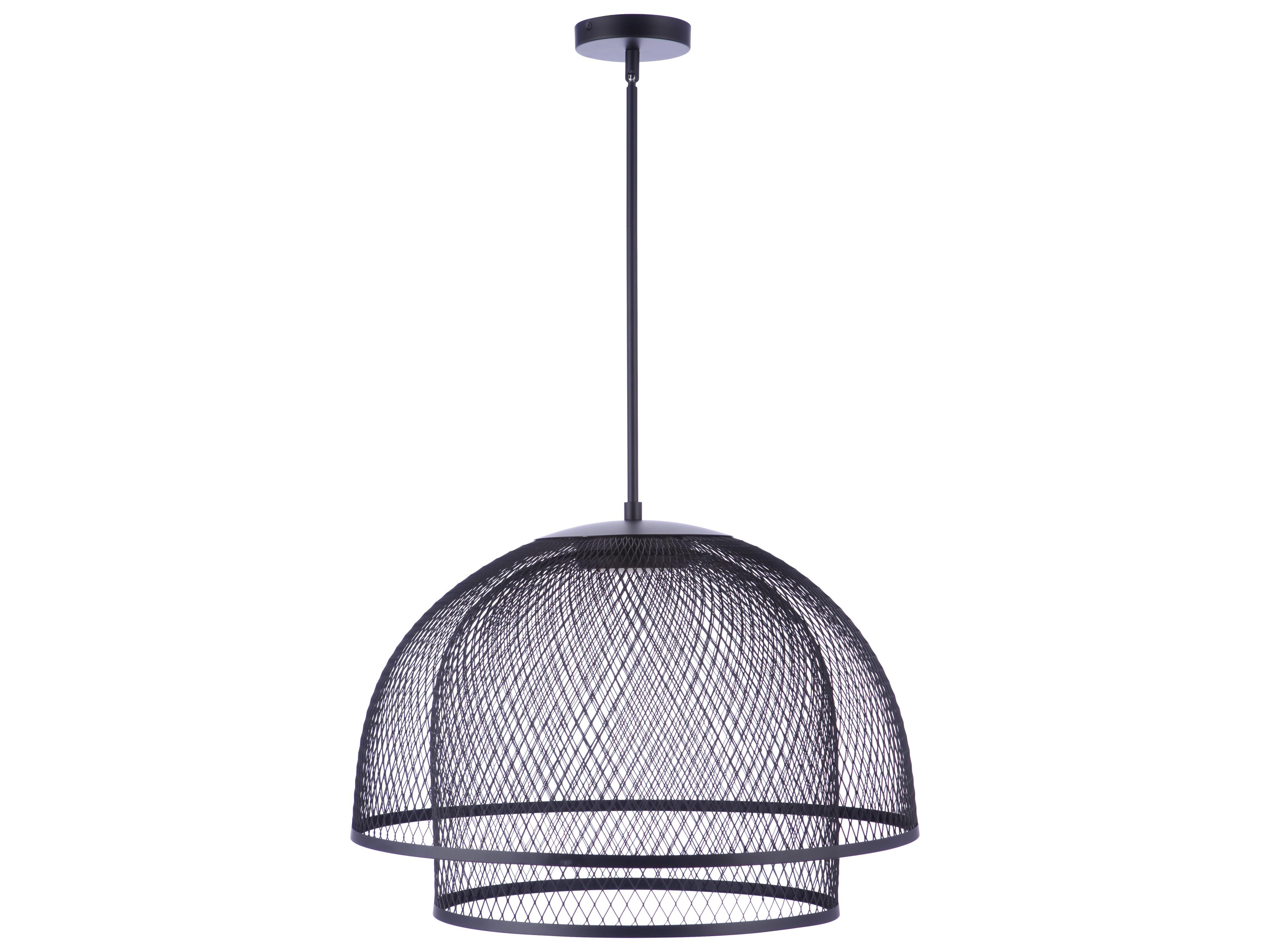 Sculptural Statement 1-Light Flat Black Dome Tiered Pendant