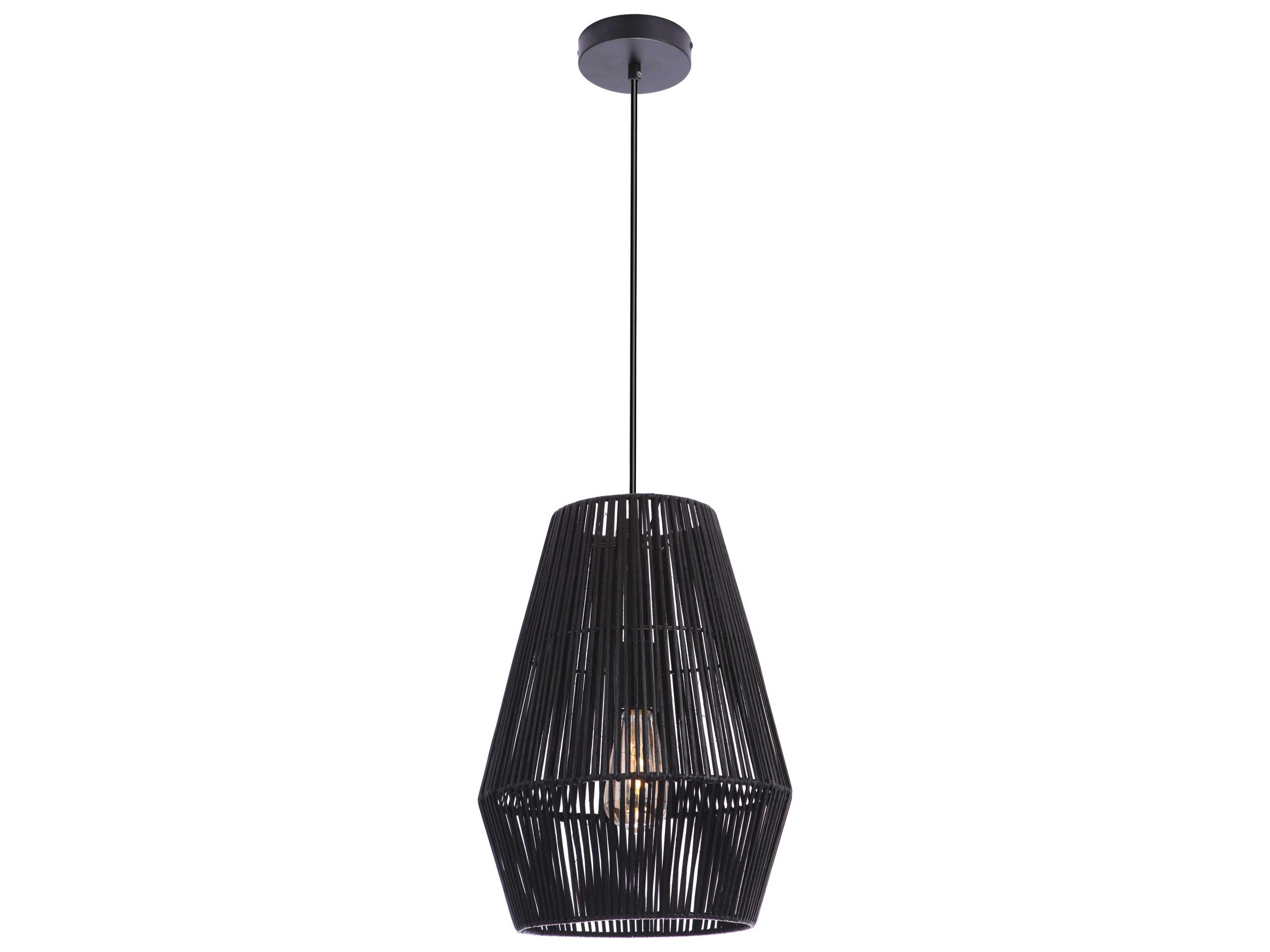 Natural 1-Light Flat Black Mini Pendant