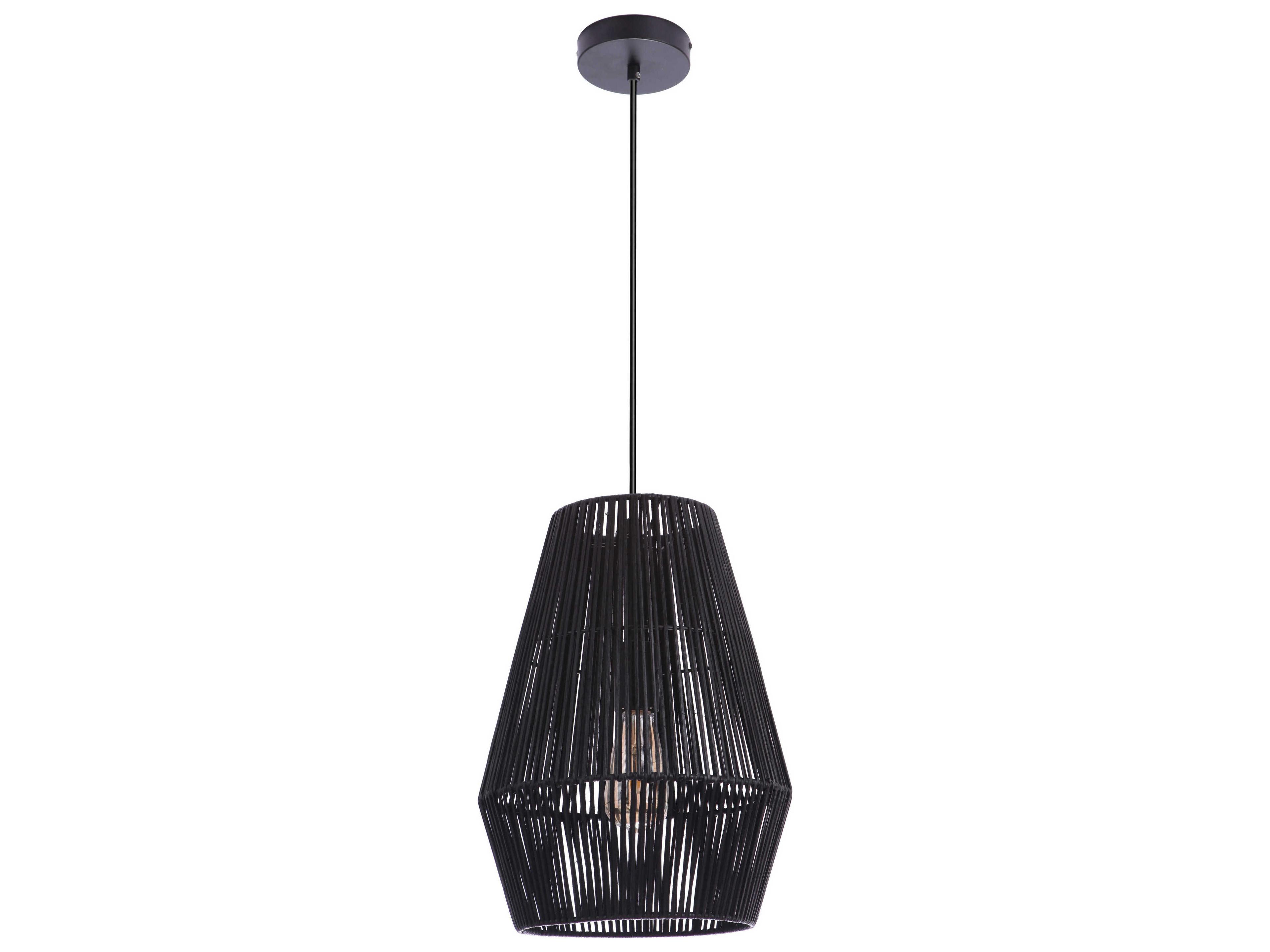 Craftmade Natural 1-Light Flat Black Mini Pendant