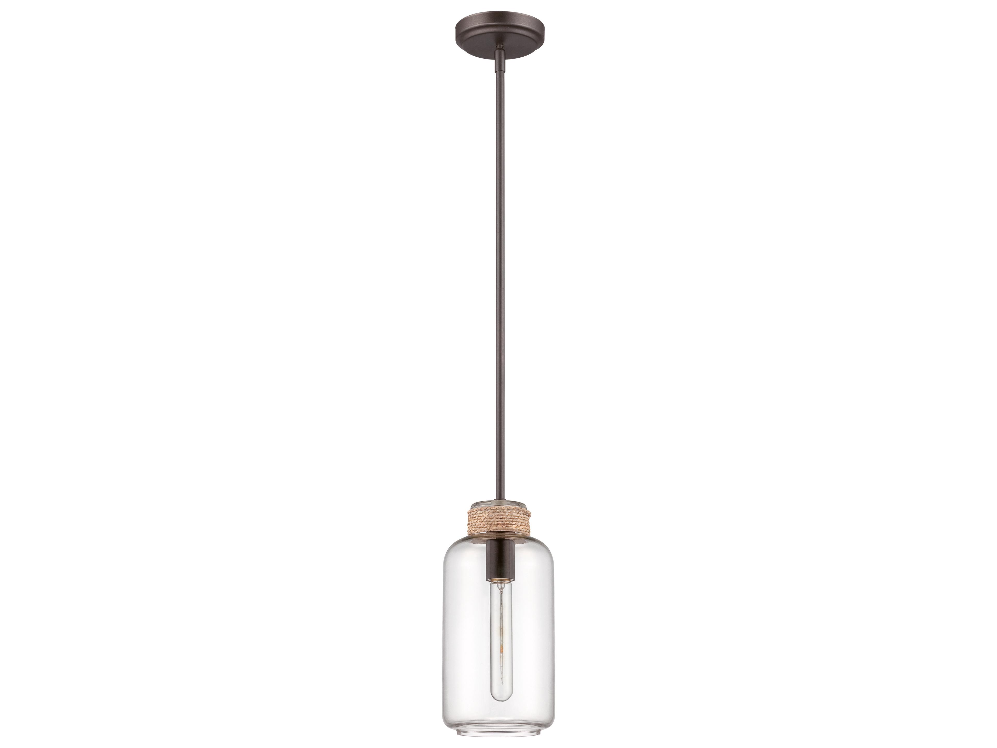 1-Light Espresso Bronze Glass Cylinder Mini Pendant