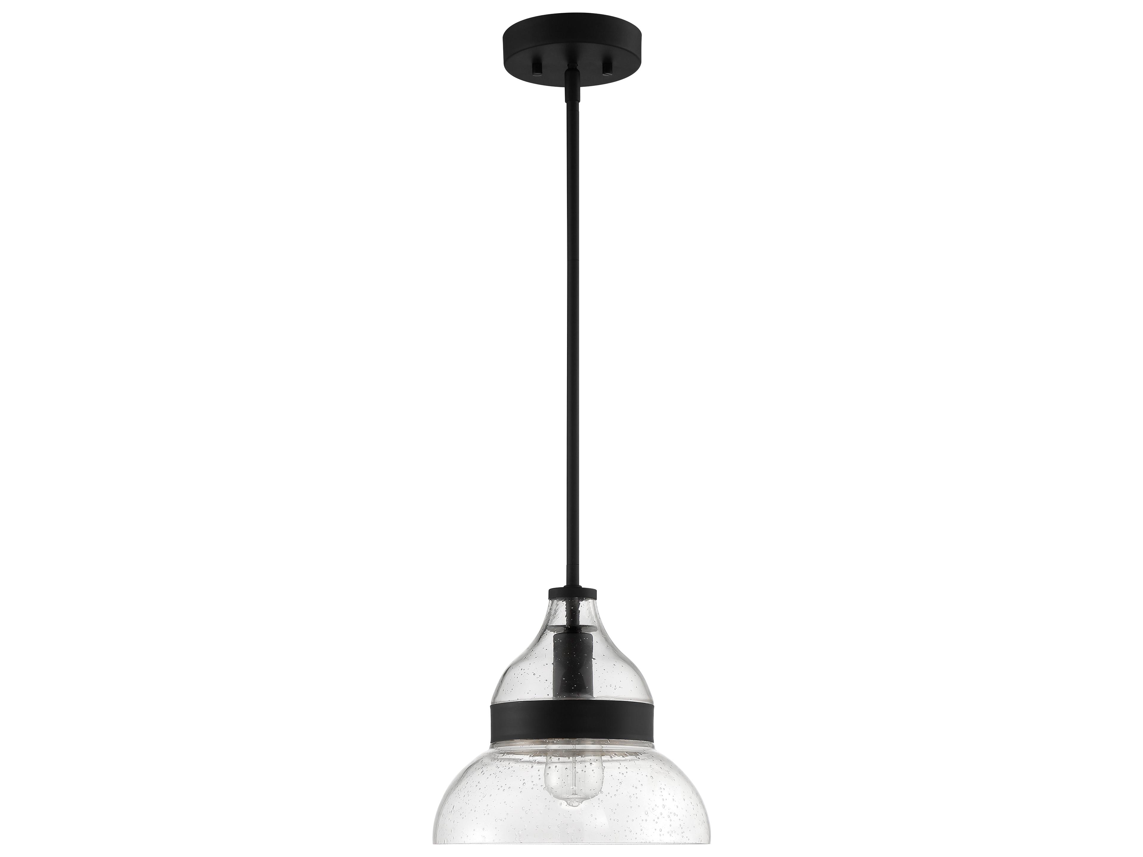 1-Light Flat Black Glass Bell Mini Pendant