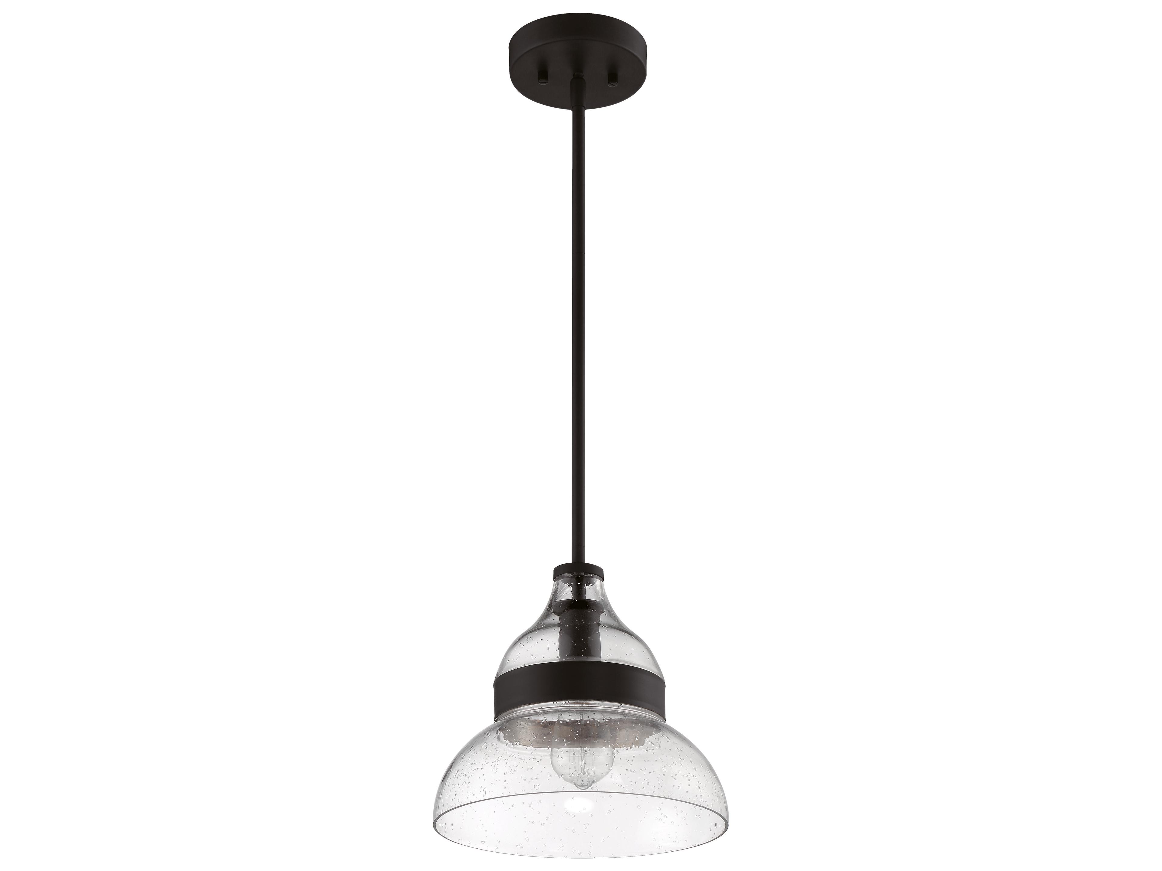 Craftmade 1-Light Flat Black Glass Bell Mini Pendant