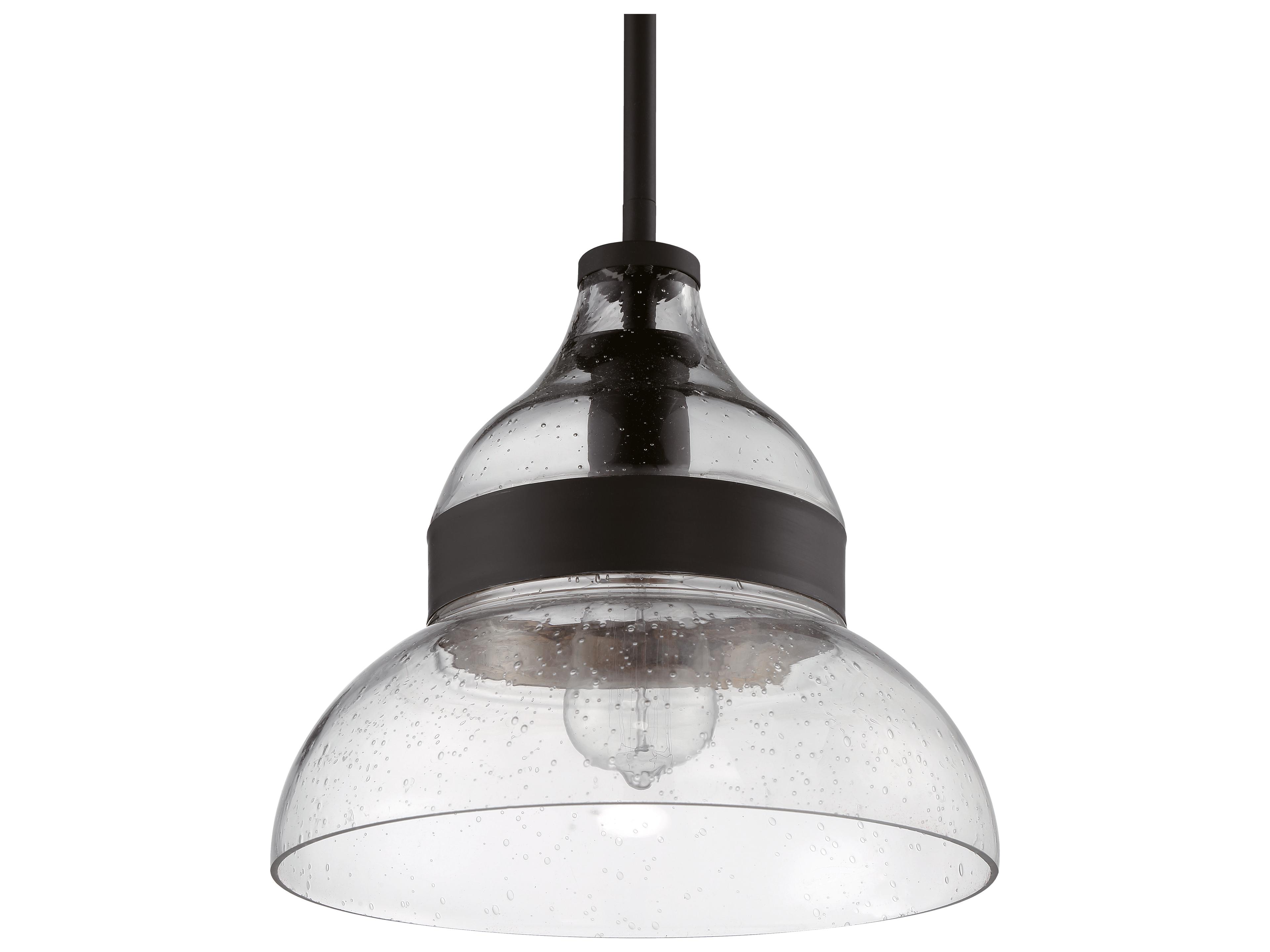 Craftmade 1-Light Flat Black Glass Bell Mini Pendant