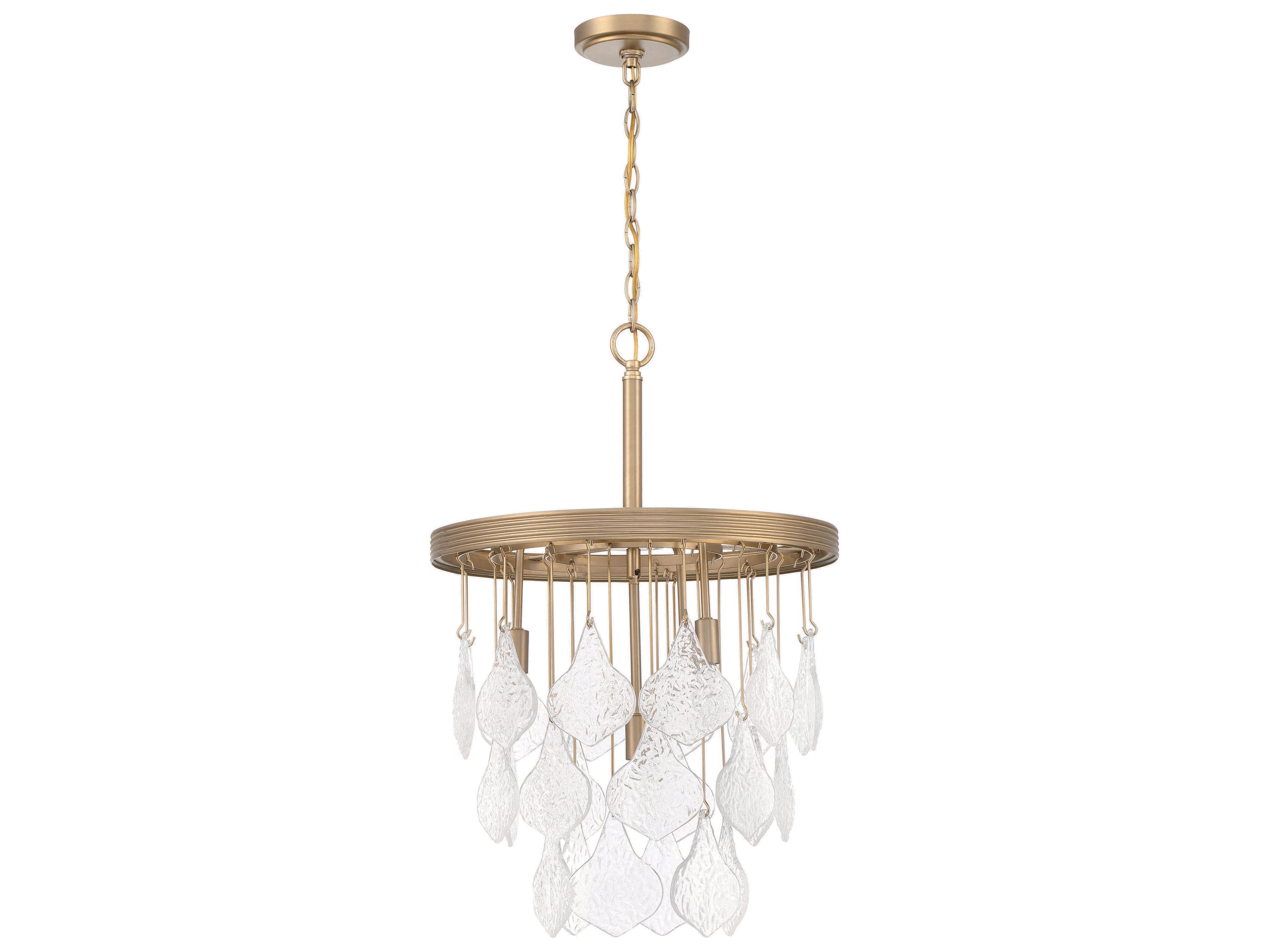 Vesi 4-Light Satin Brass Glass Pendant