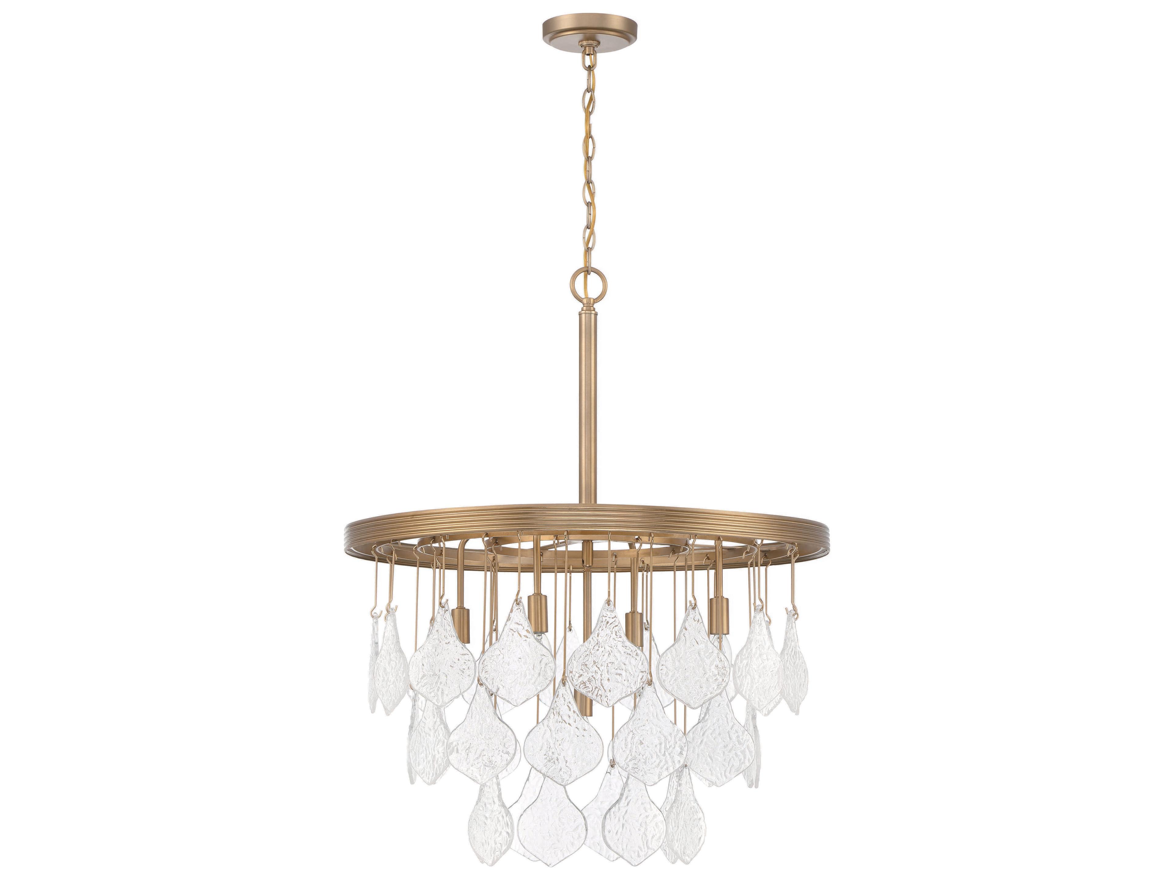 Vesi 5-Light Satin Brass Glass Pendant