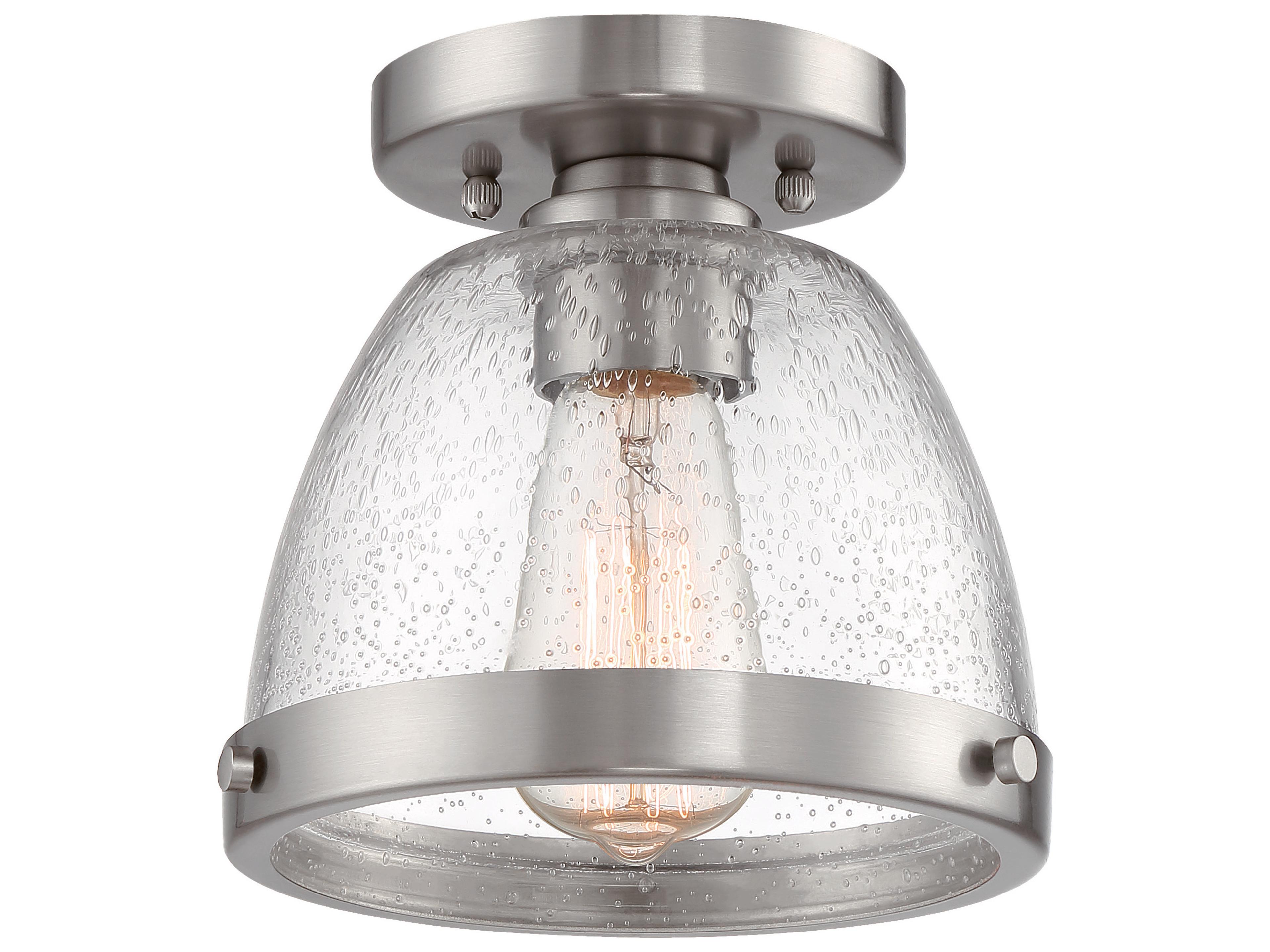 Craftmade Lodie 1-Light Brushed Polished Nickel Glass Bell Flush Mount