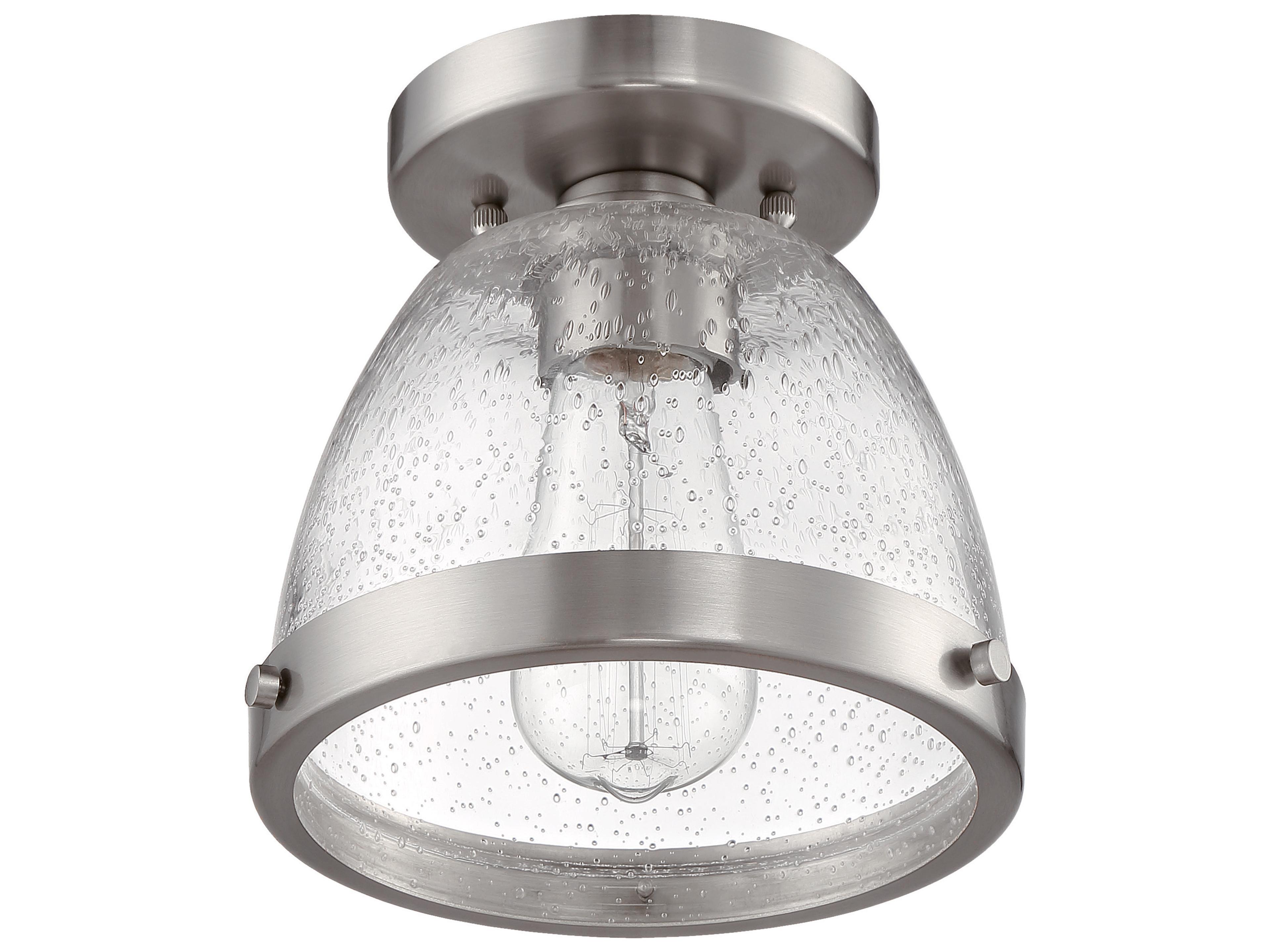 Craftmade Lodie 1-Light Brushed Polished Nickel Glass Bell Flush Mount