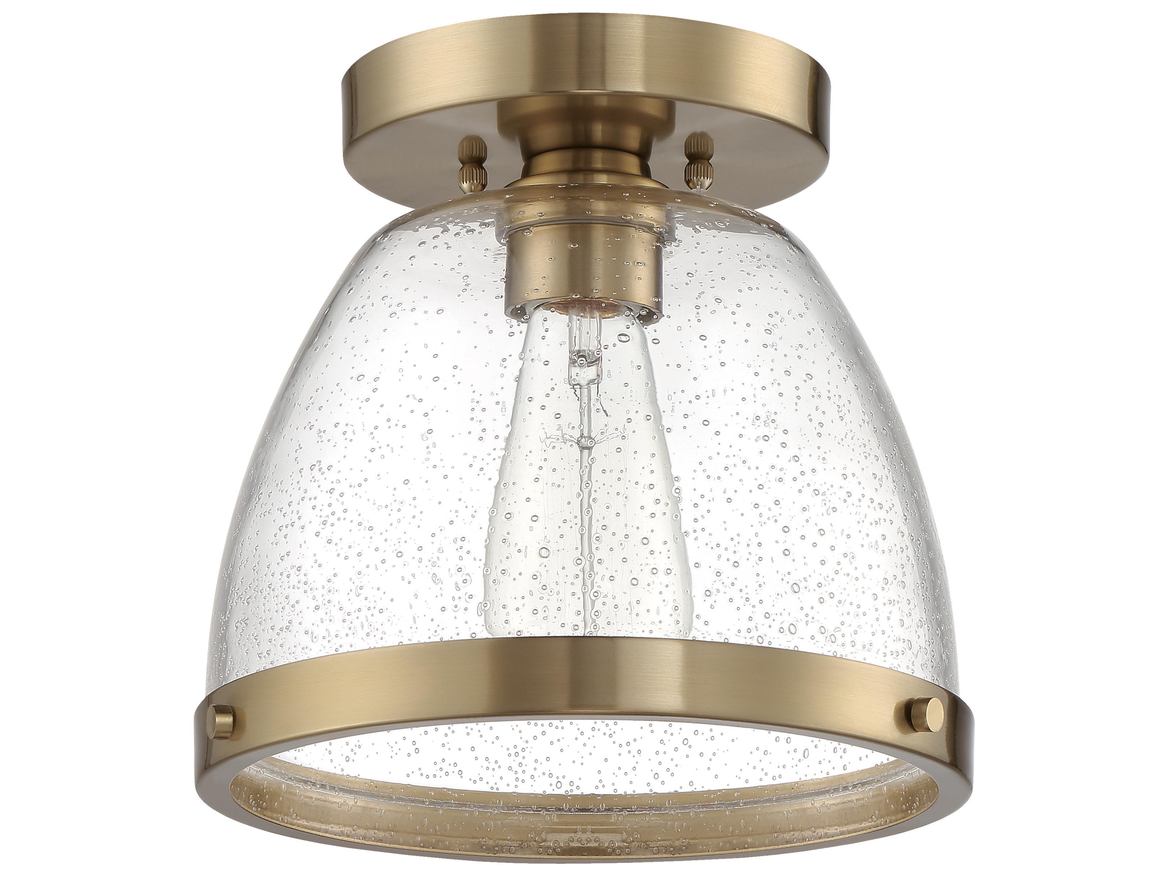 Lodie 1-Light Satin Brass Glass Bell Flush Mount