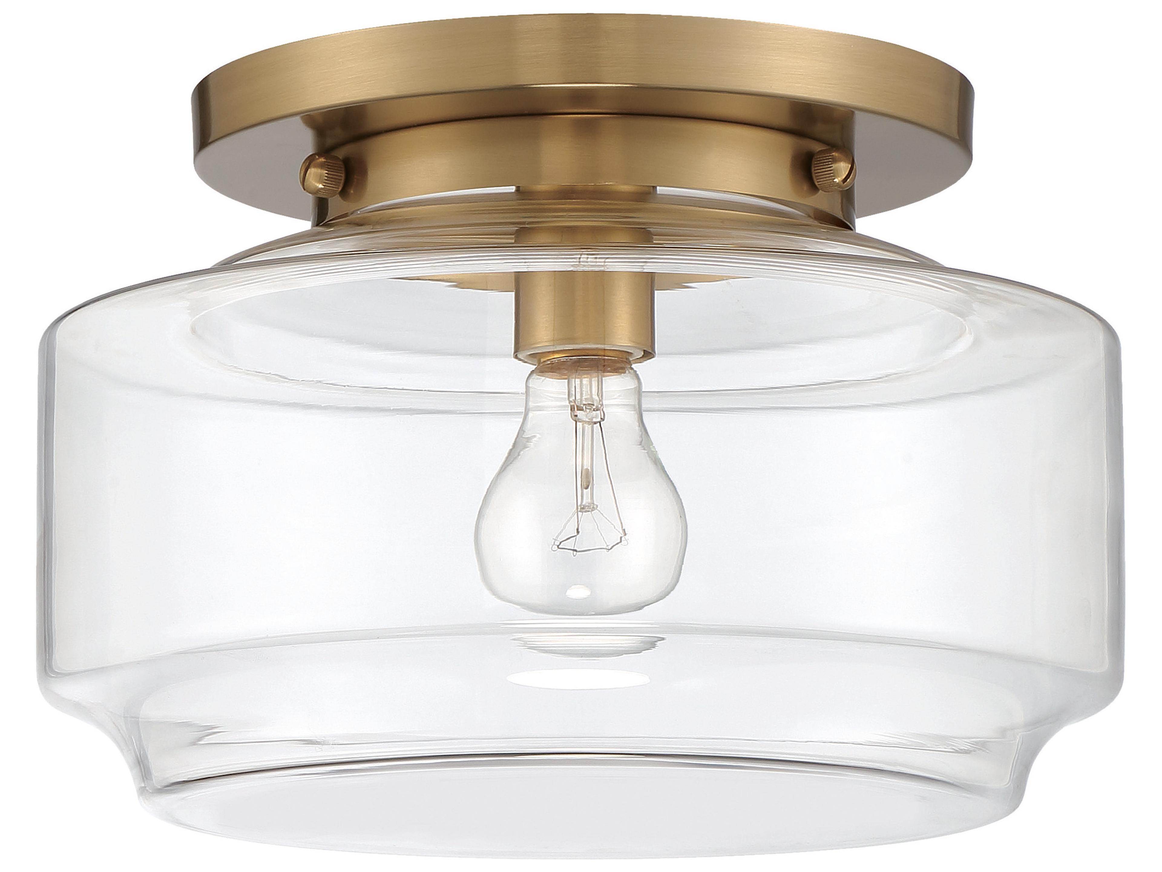 Peri 1-Light Satin Brass Glass Flush Mount