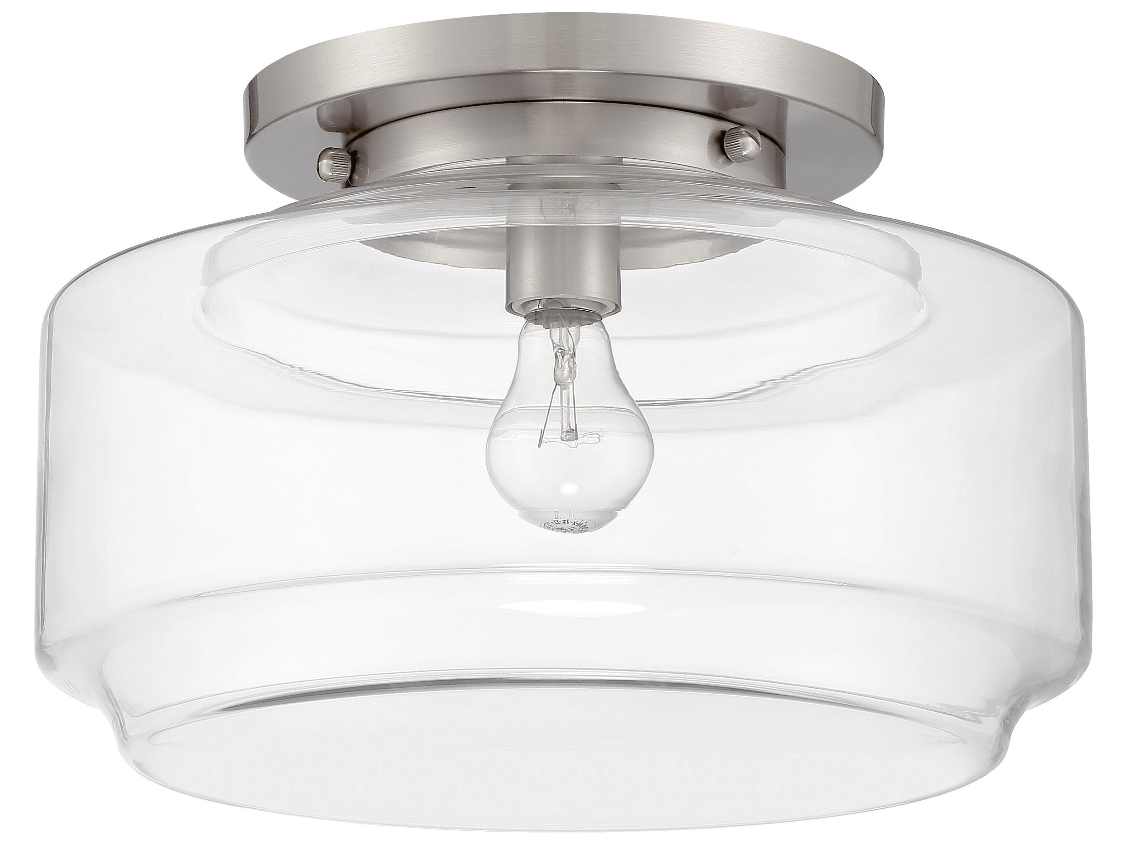 Peri 1-Light Brushed Polished Nickel Glass Flush Mount