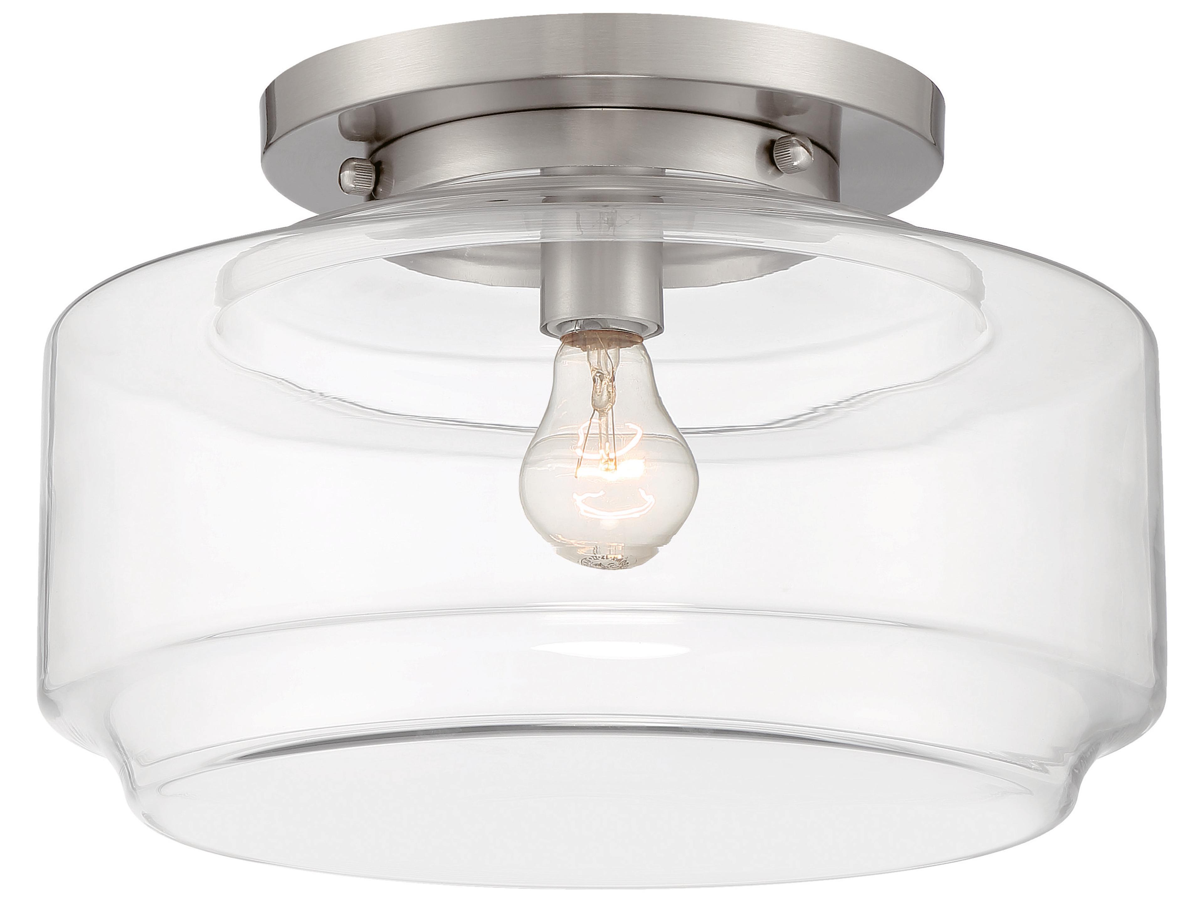 Craftmade Peri 1-Light Brushed Polished Nickel Glass Flush Mount