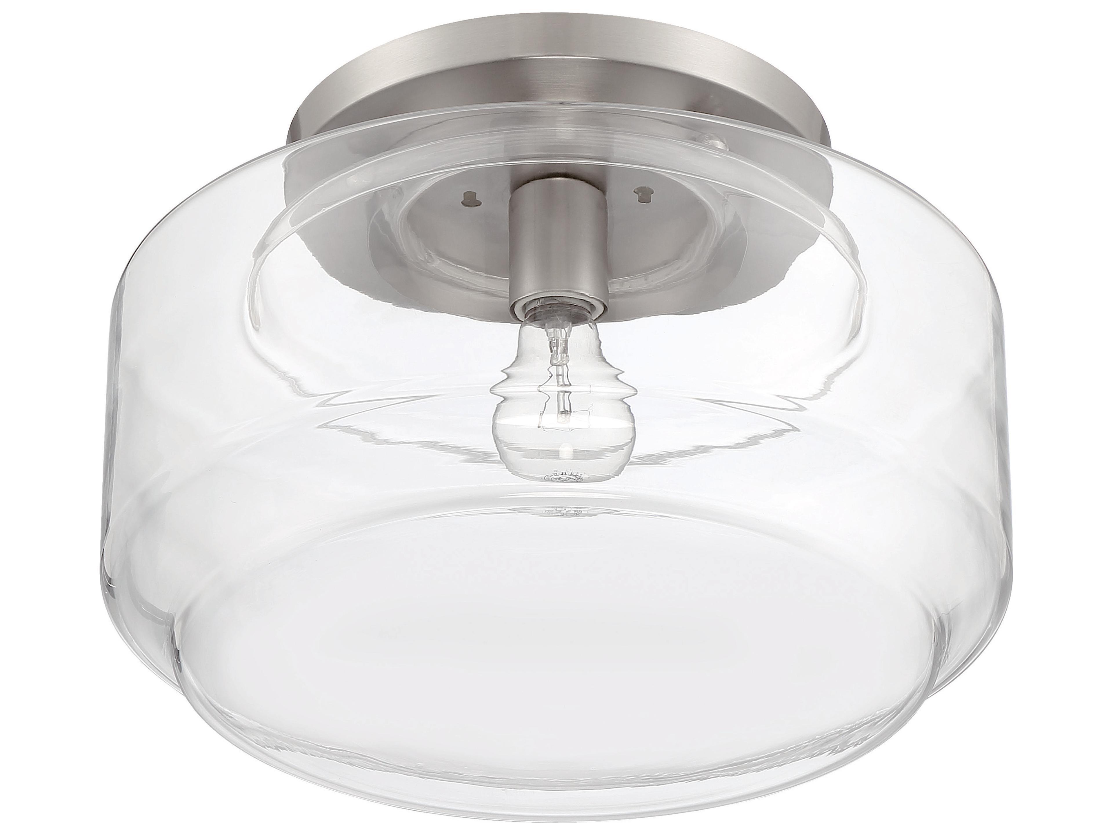 Craftmade Peri 1-Light Brushed Polished Nickel Glass Flush Mount