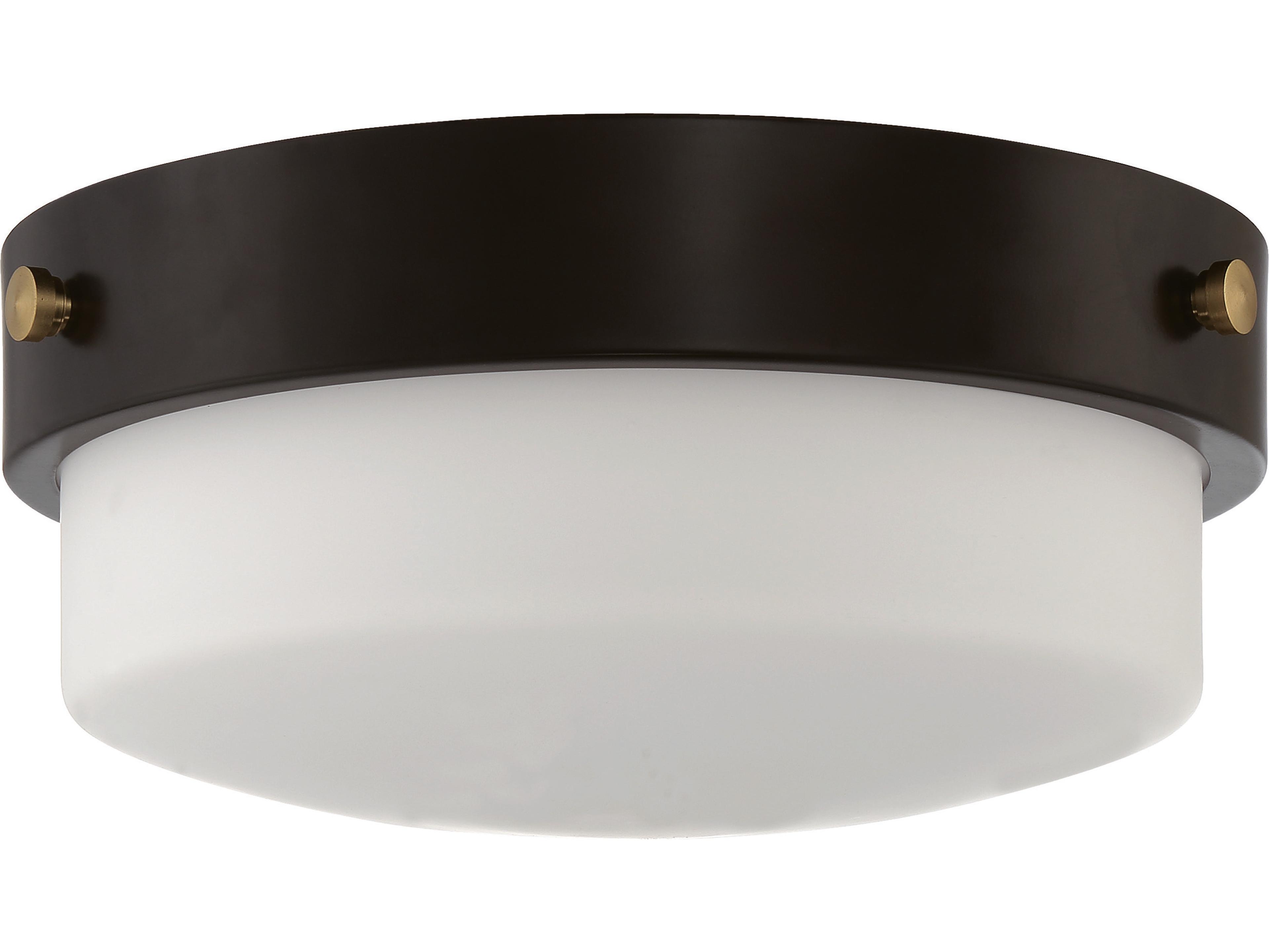 Oak Street 2-Light Flat Black Glass Round Flush Mount