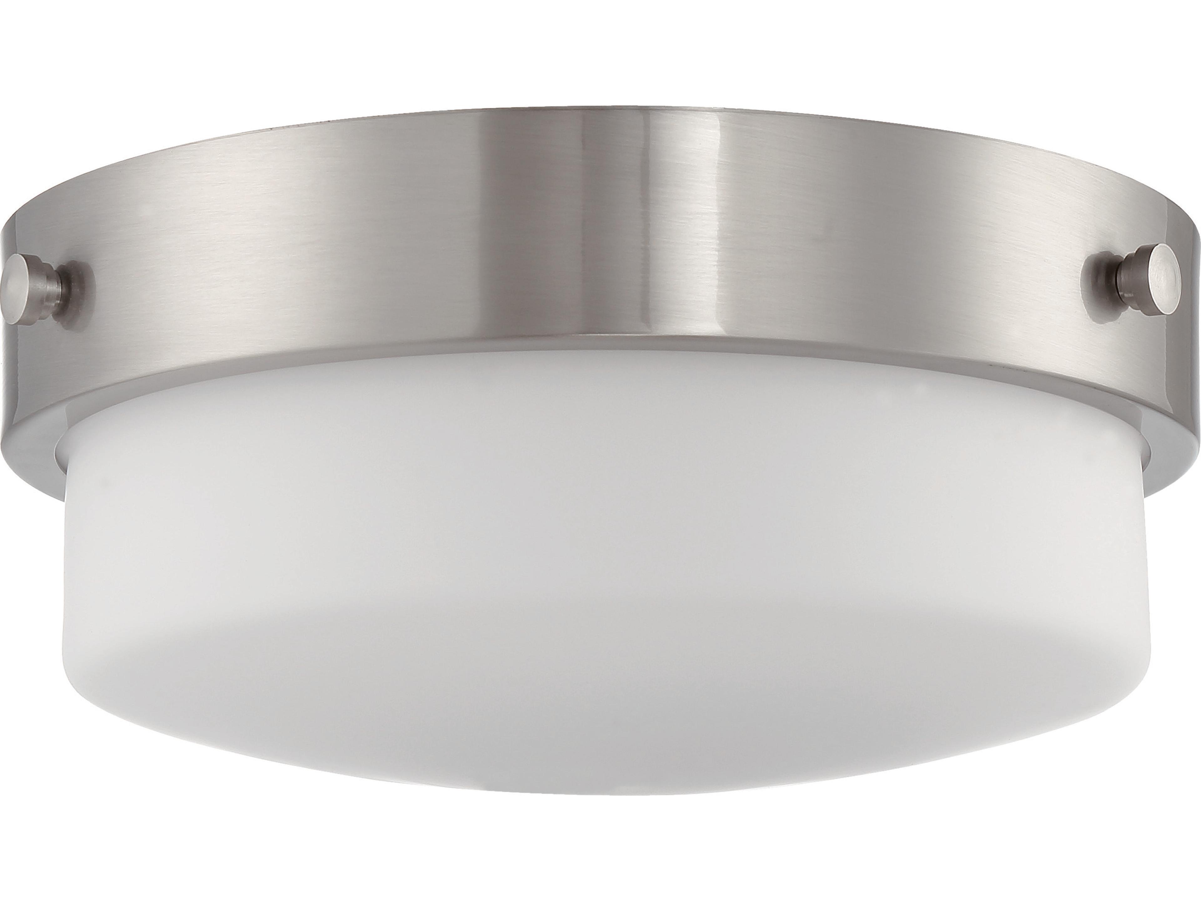 Oak Street 2-Light Brushed Polished Nickel Glass Round Flush Mount