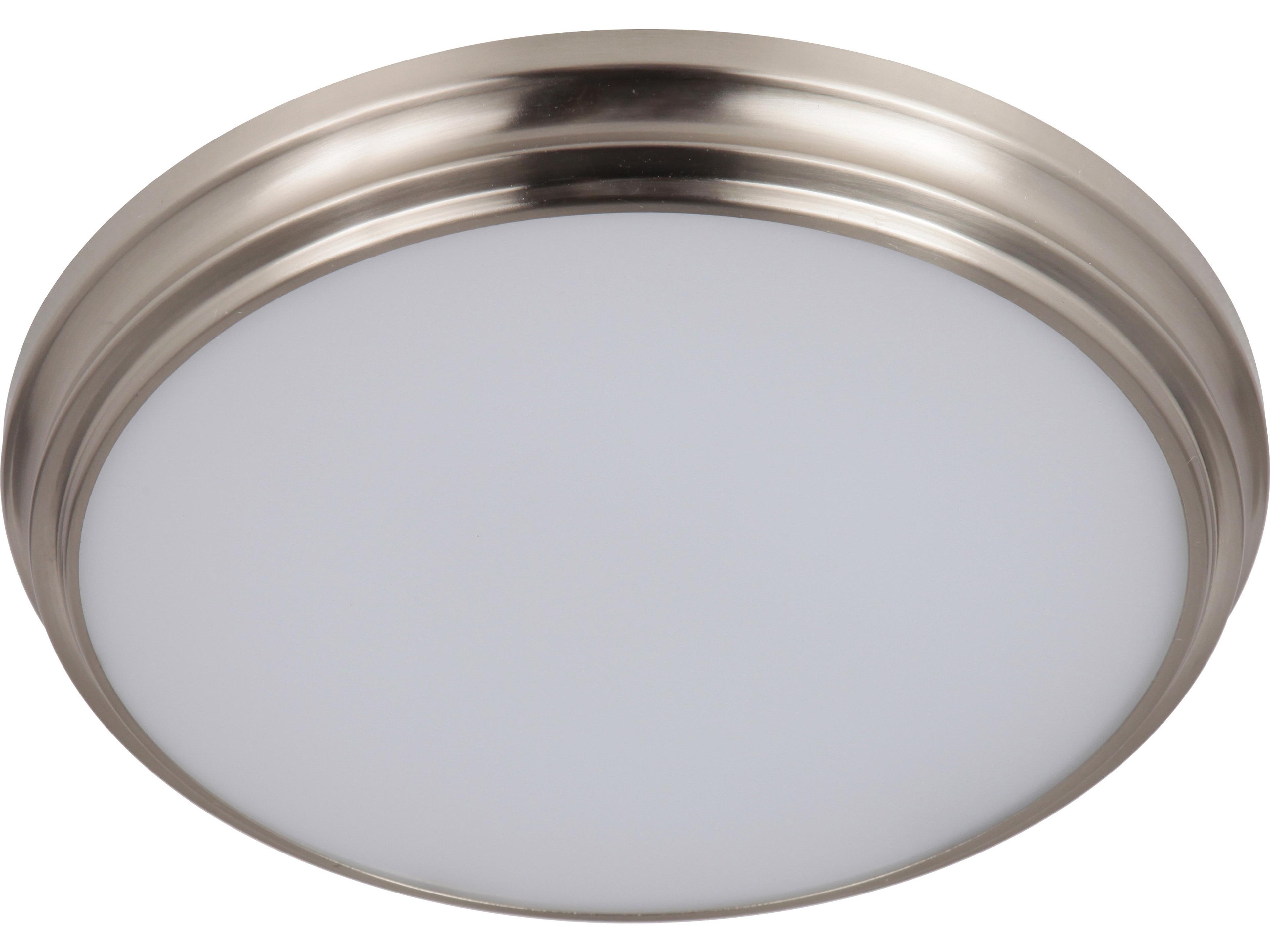 X 1-Light Brushed Polished Nickel Glass LED Round Flush Mount