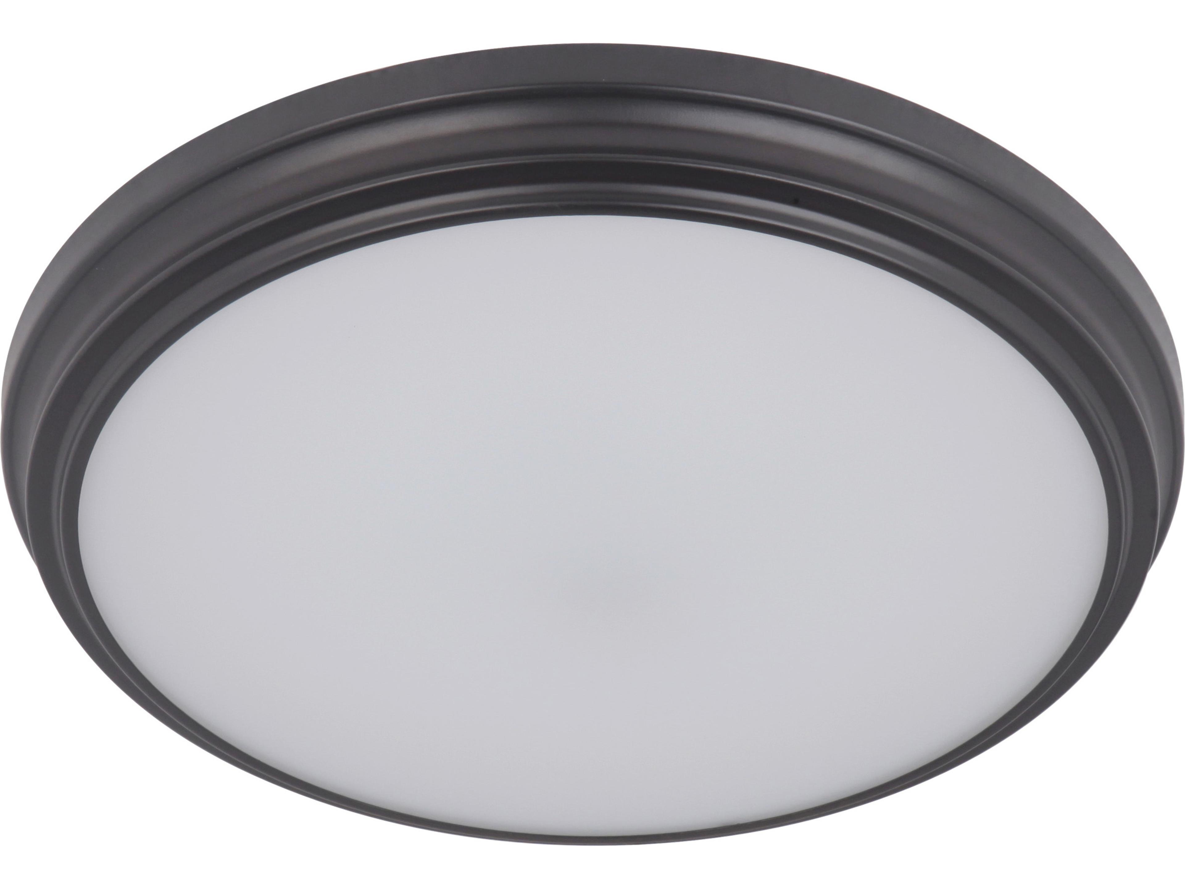 X 1-Light Oiled Bronze Glass Round Flush Mount
