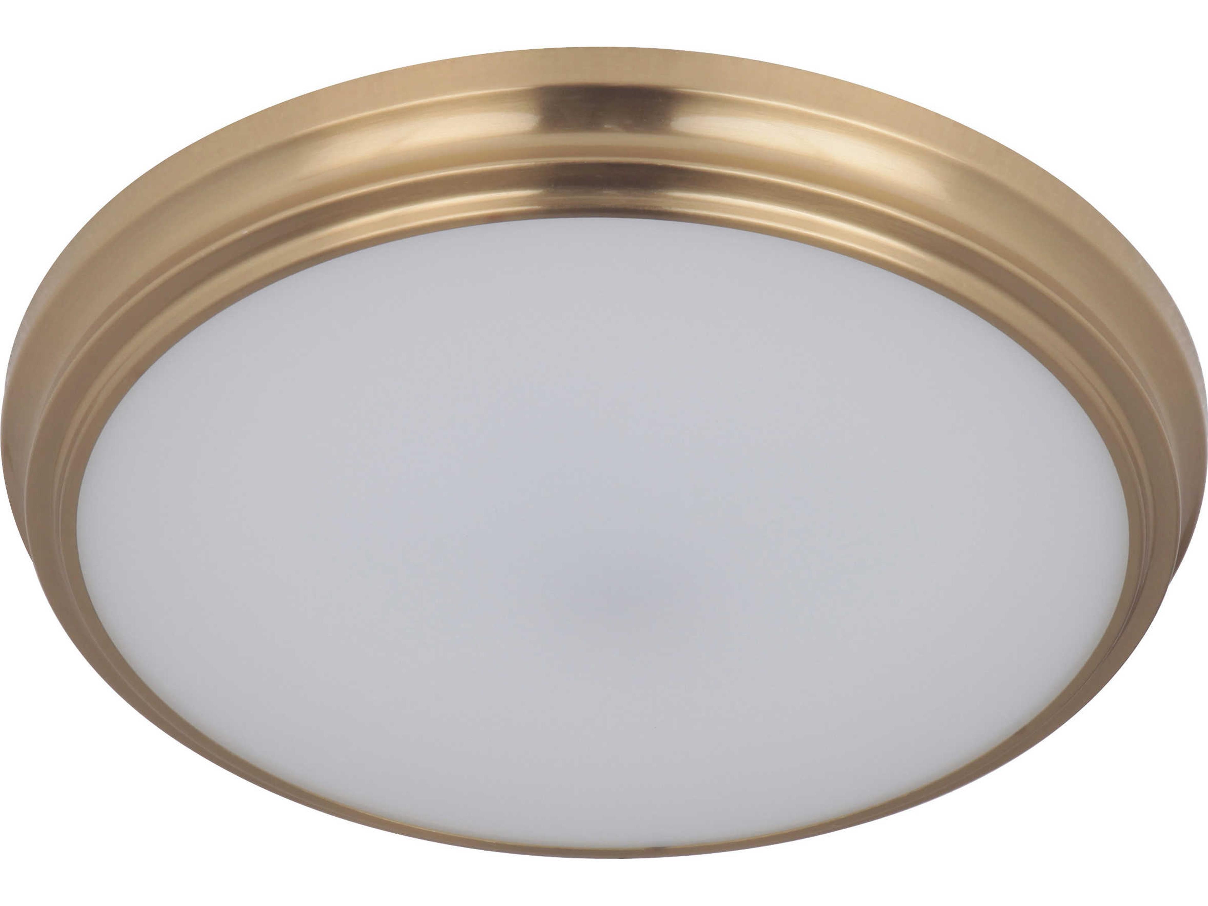 X 1-Light Satin Brass Glass LED Round Flush Mount