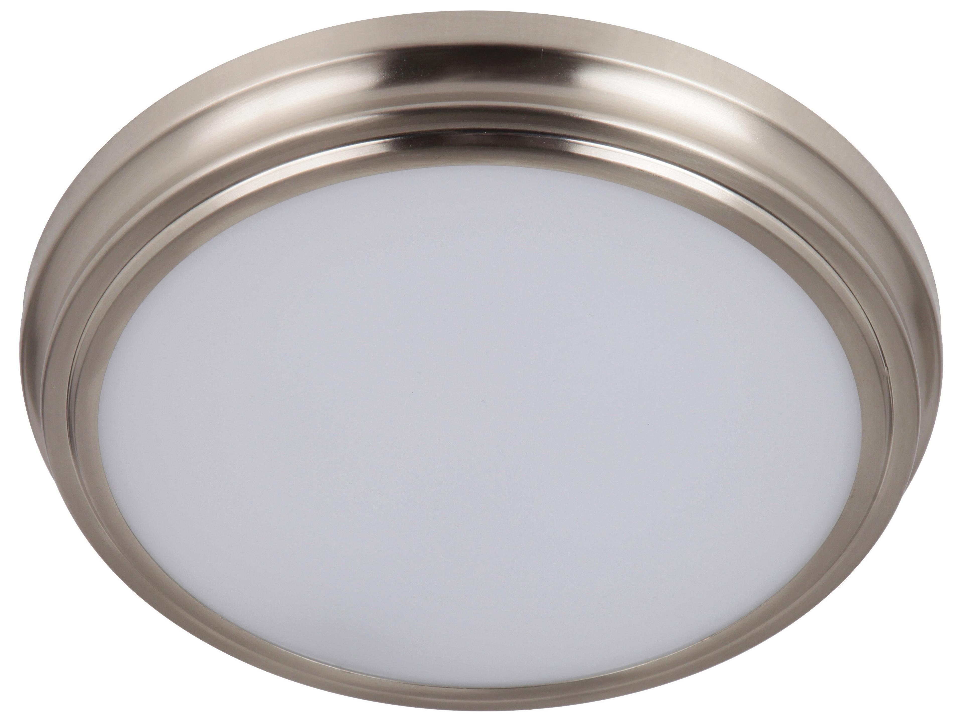 X 1-Light Brushed Polished Nickel Glass LED Round Flush Mount
