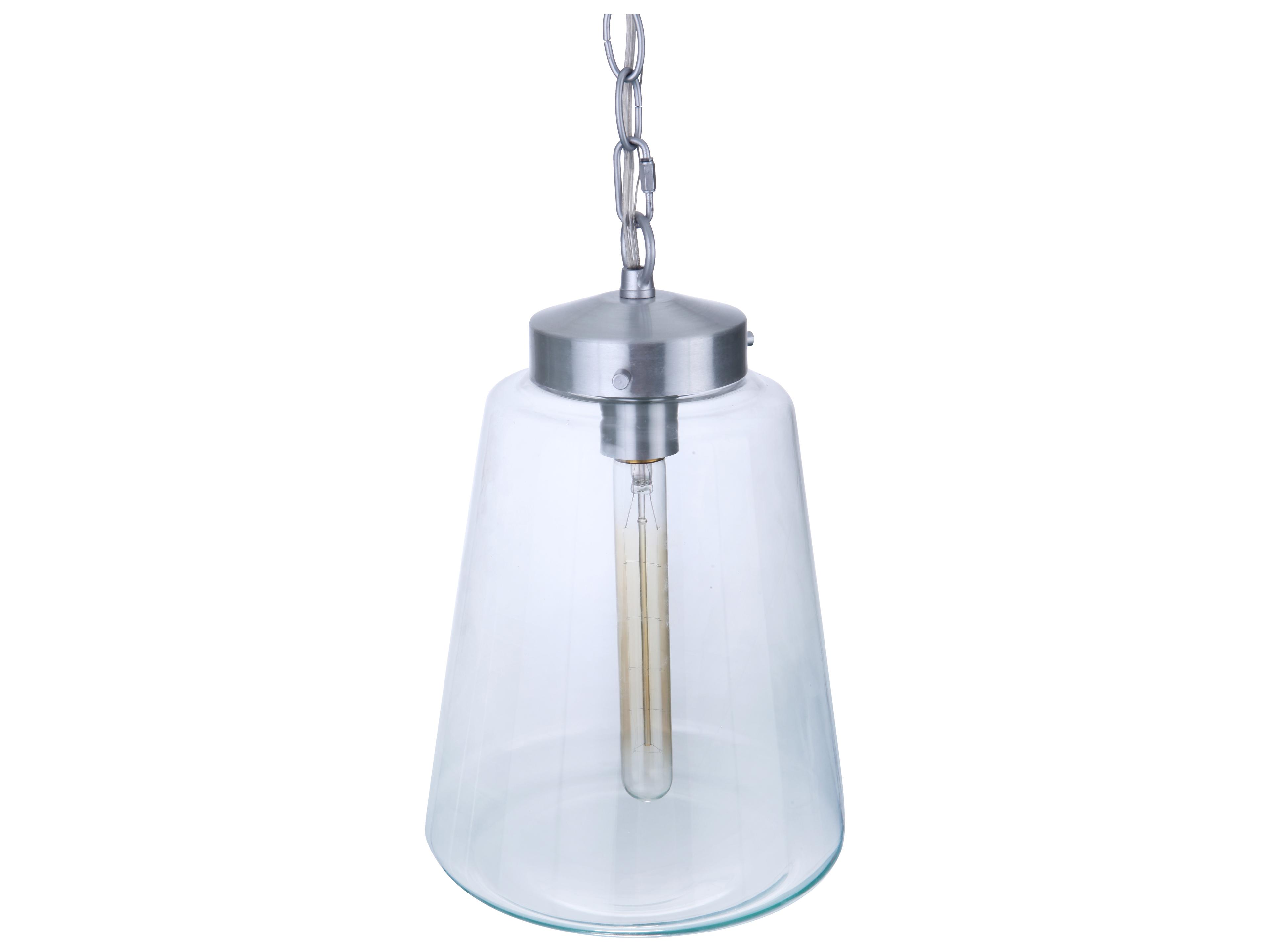 Craftmade Laclede 1-Light Satin Aluminum Nickel Glass Mini Pendant
