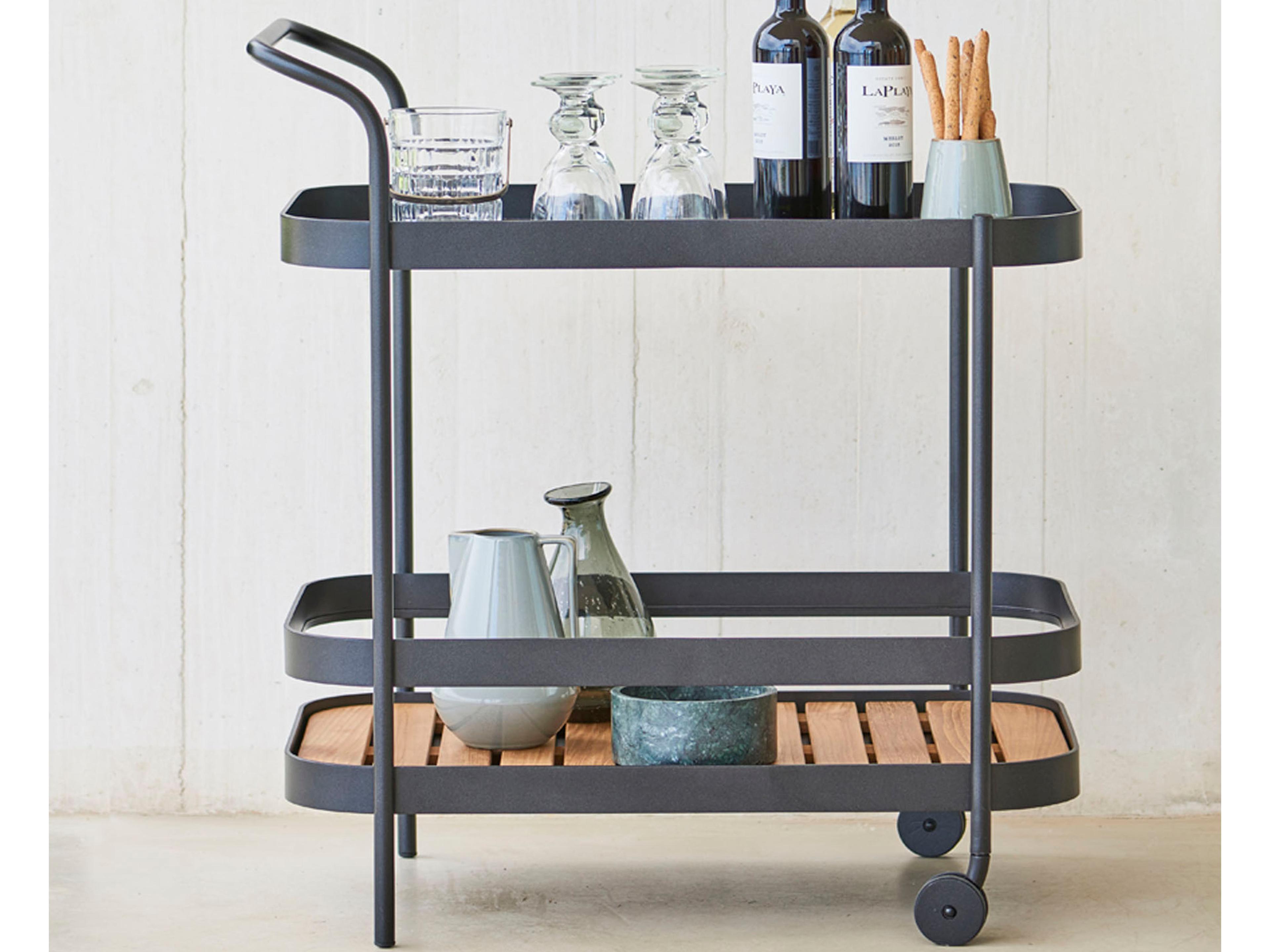 Cane Line Roll Black Lava Grey Bar Cart