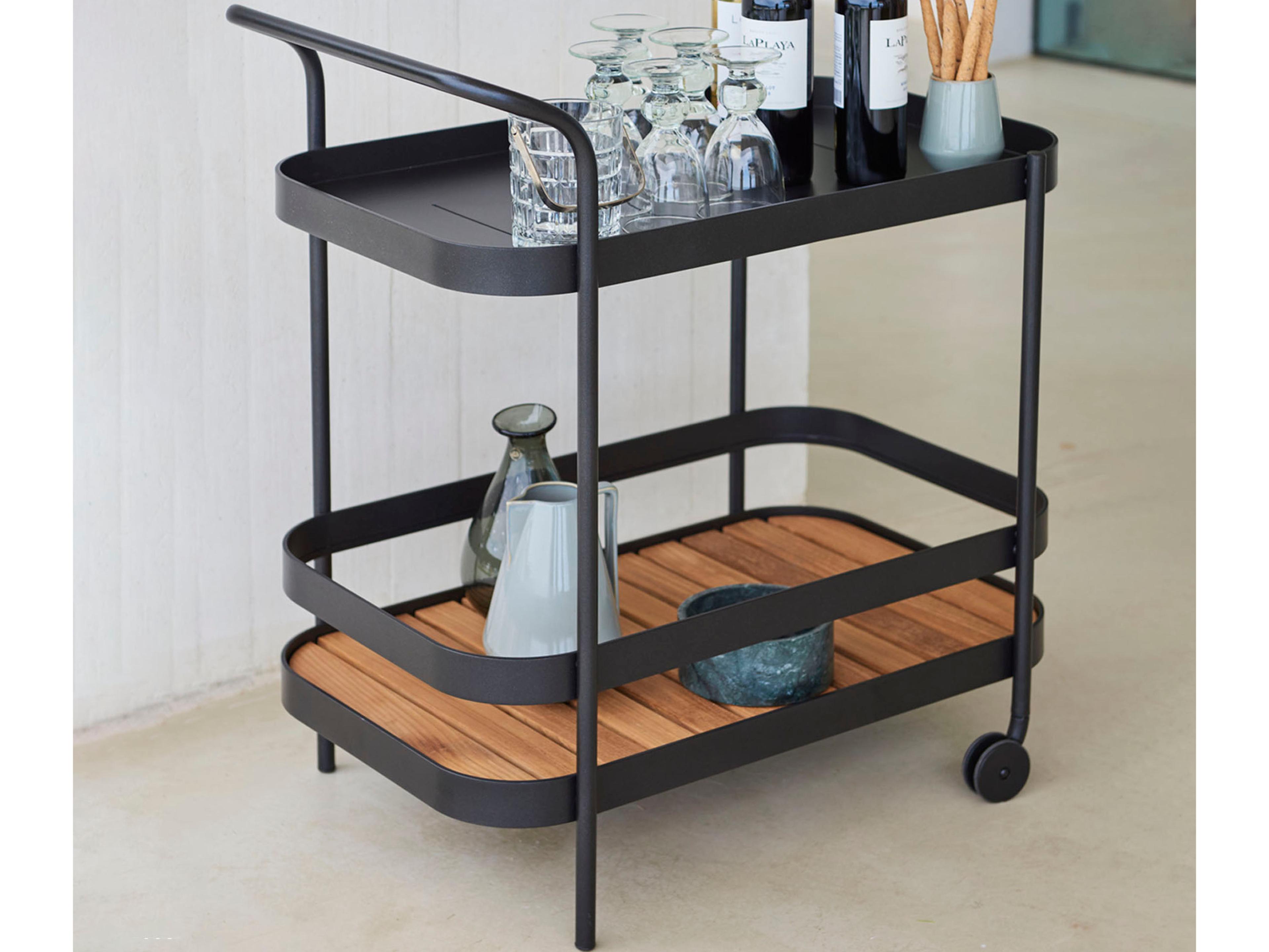 Cane Line Roll Black Lava Grey Bar Cart