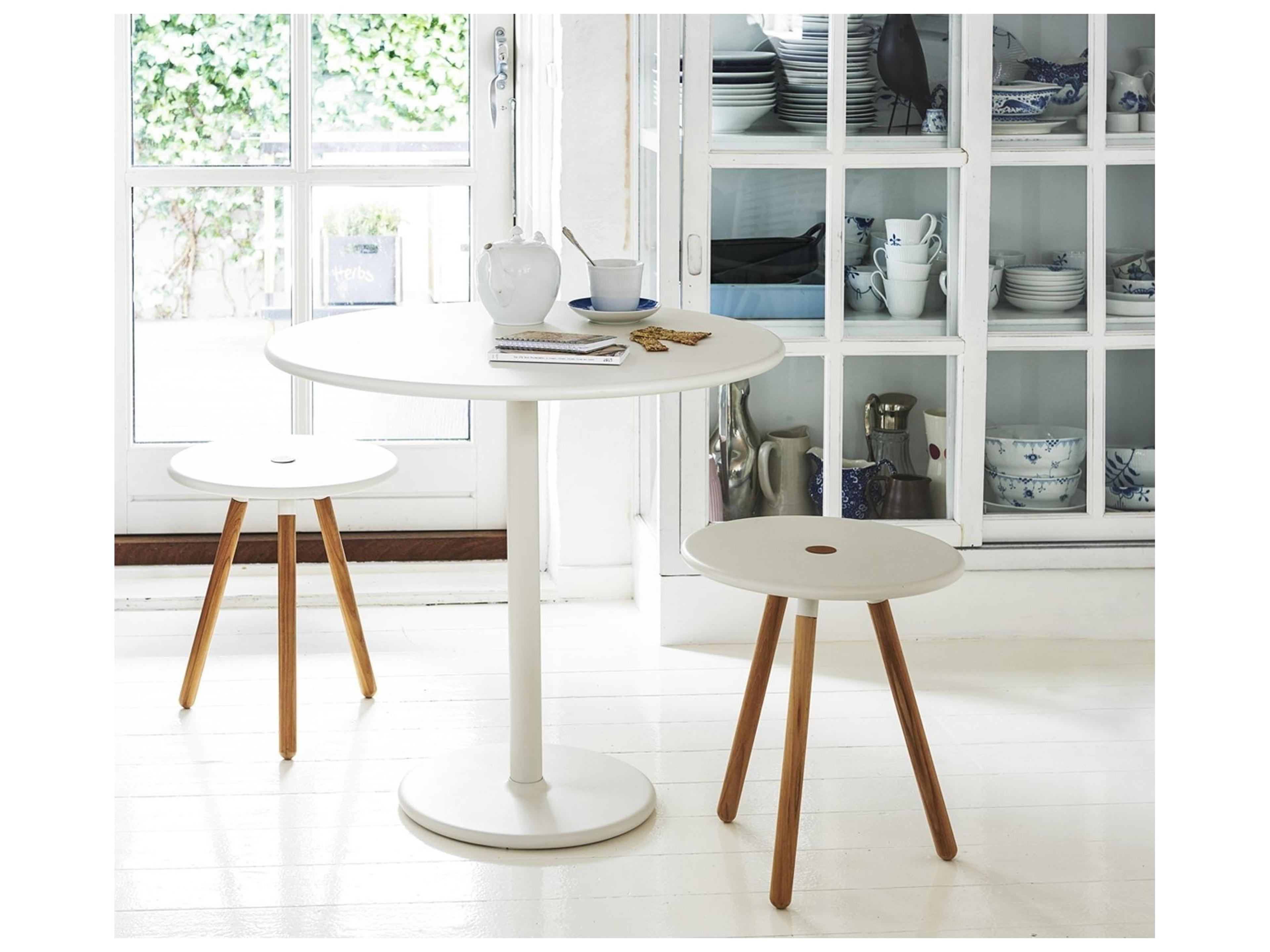 Cane Line Outdoor Area Aluminum Teak Round End Table/Stool