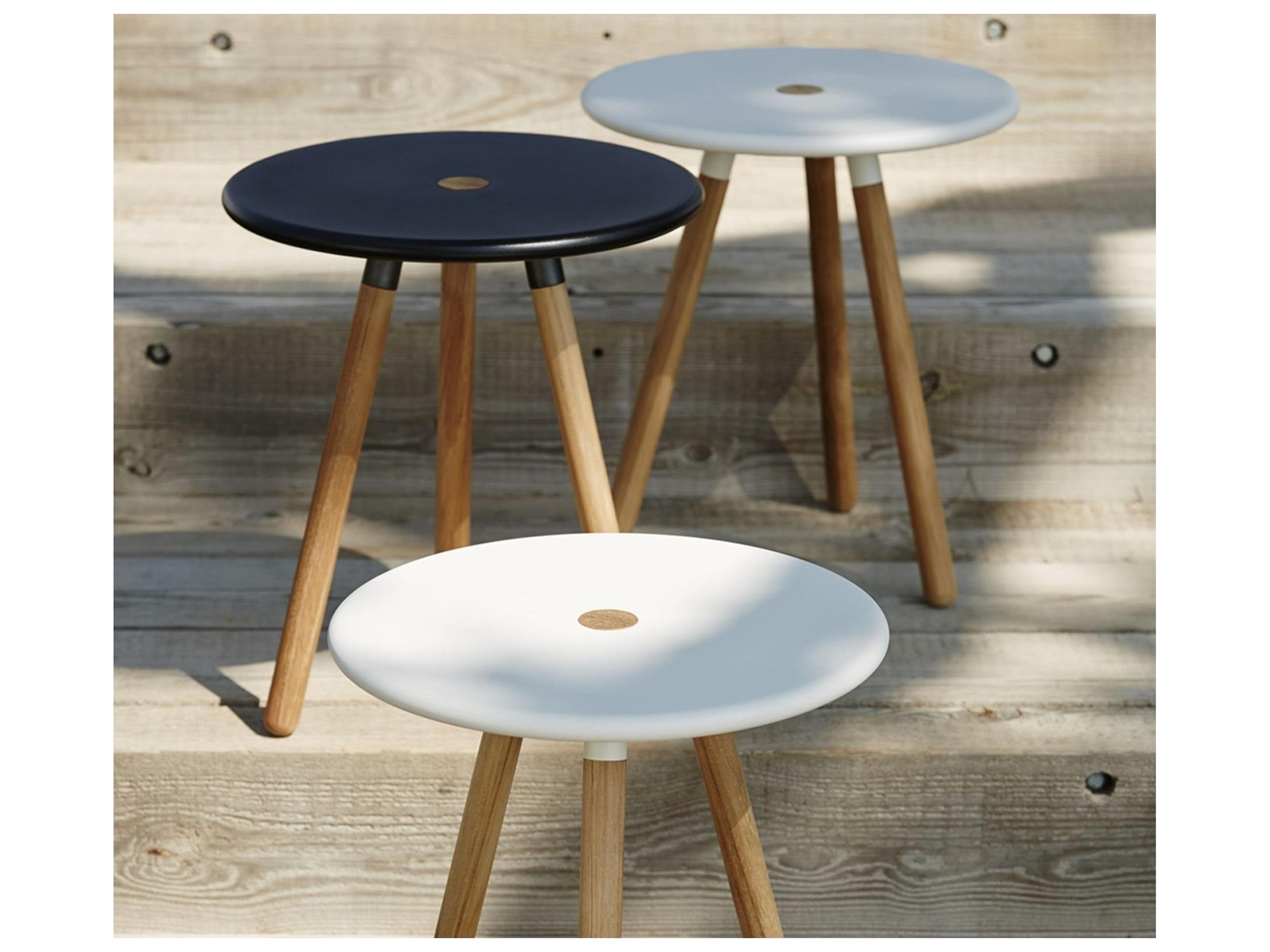 Cane Line Outdoor Area Aluminum Teak Round End Table/Stool