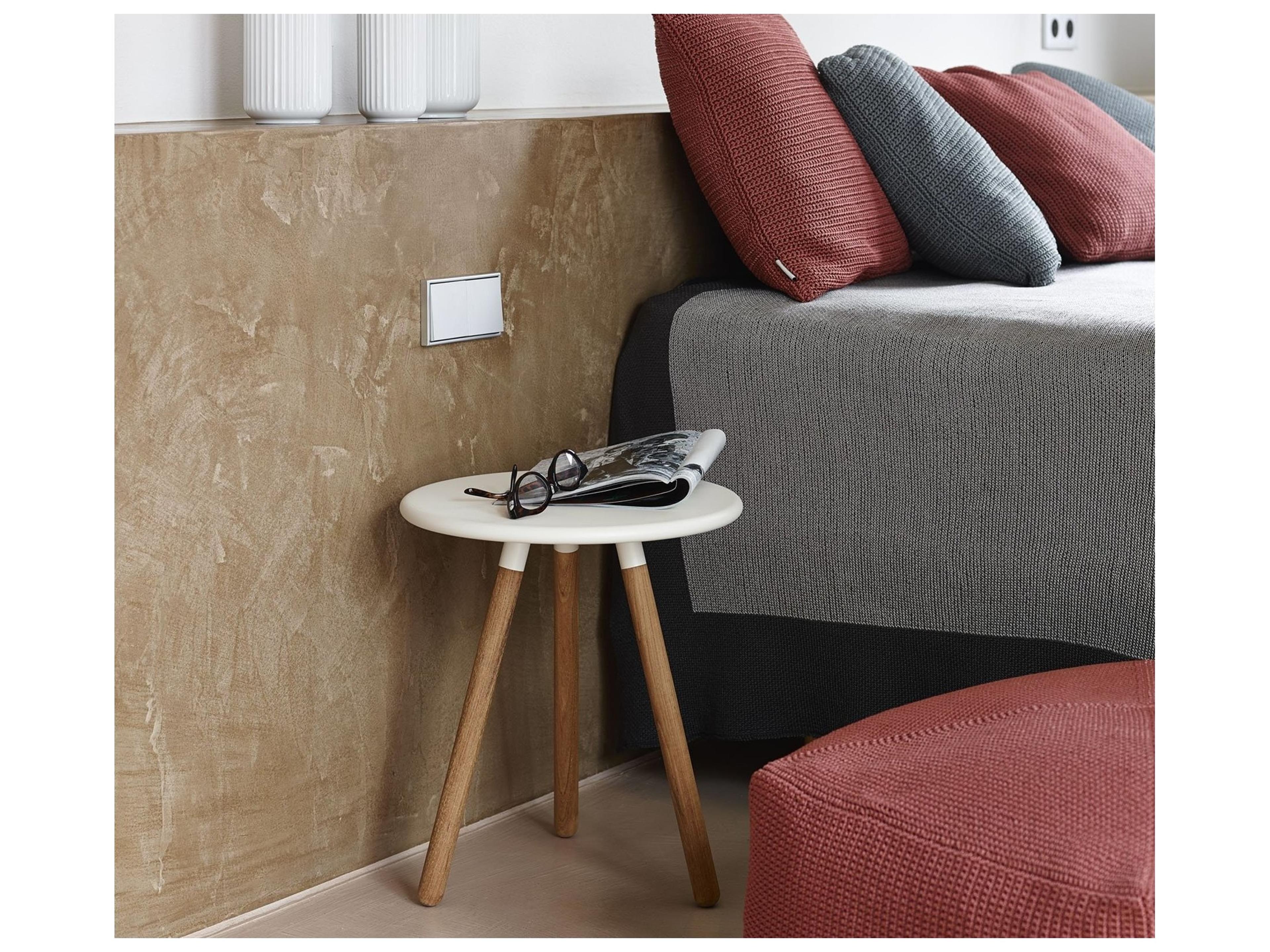 Cane Line Outdoor Area Aluminum Teak Round End Table/Stool