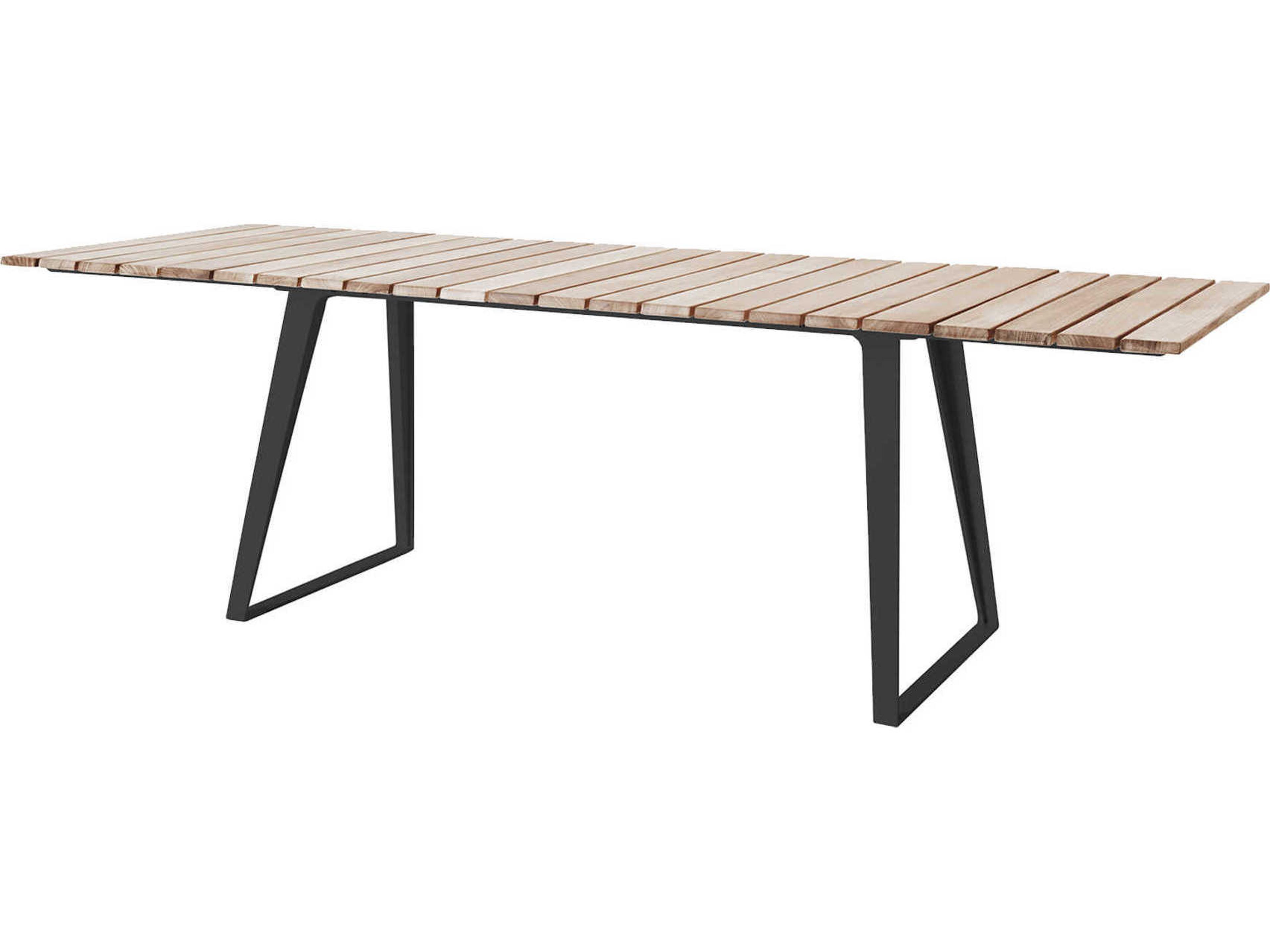 Copenhagen Lava Grey Aluminum Teak Rectangular Dining Table
