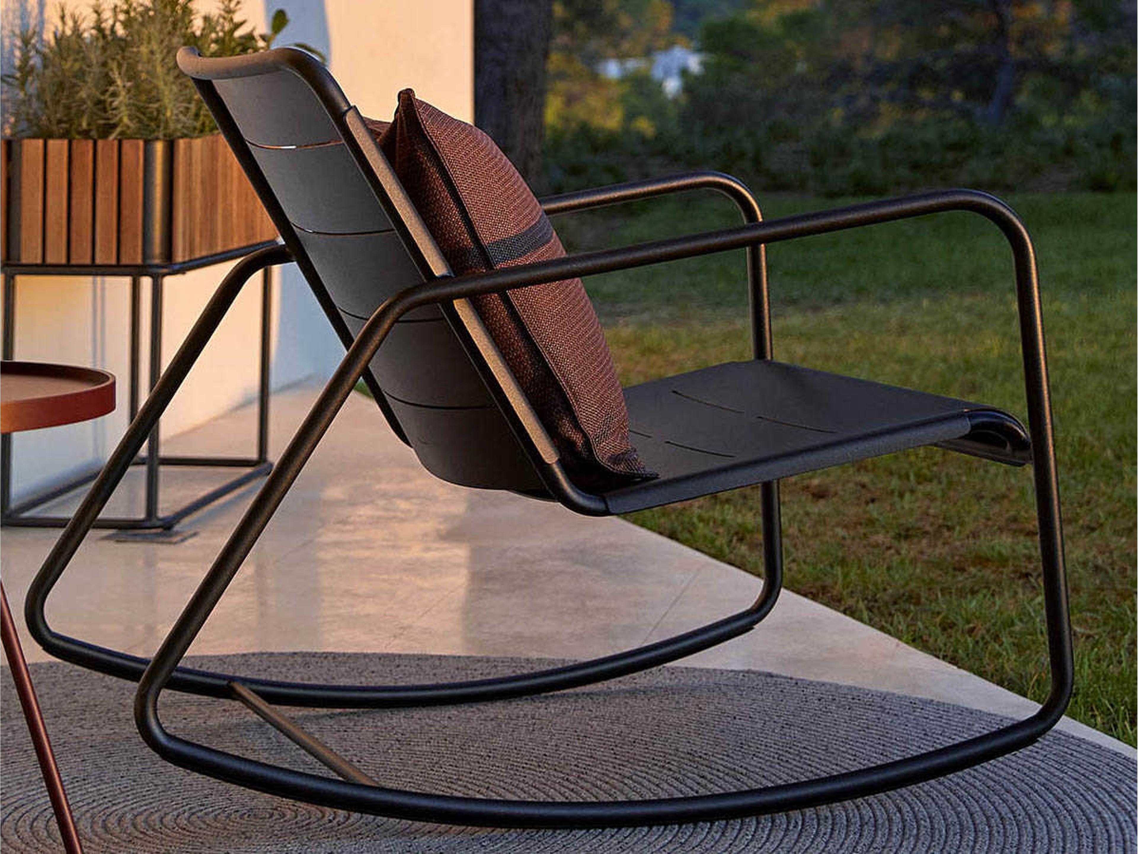 Cane Line Outdoor Copenhagen Lava Grey Aluminum Rocking Lounge Chair