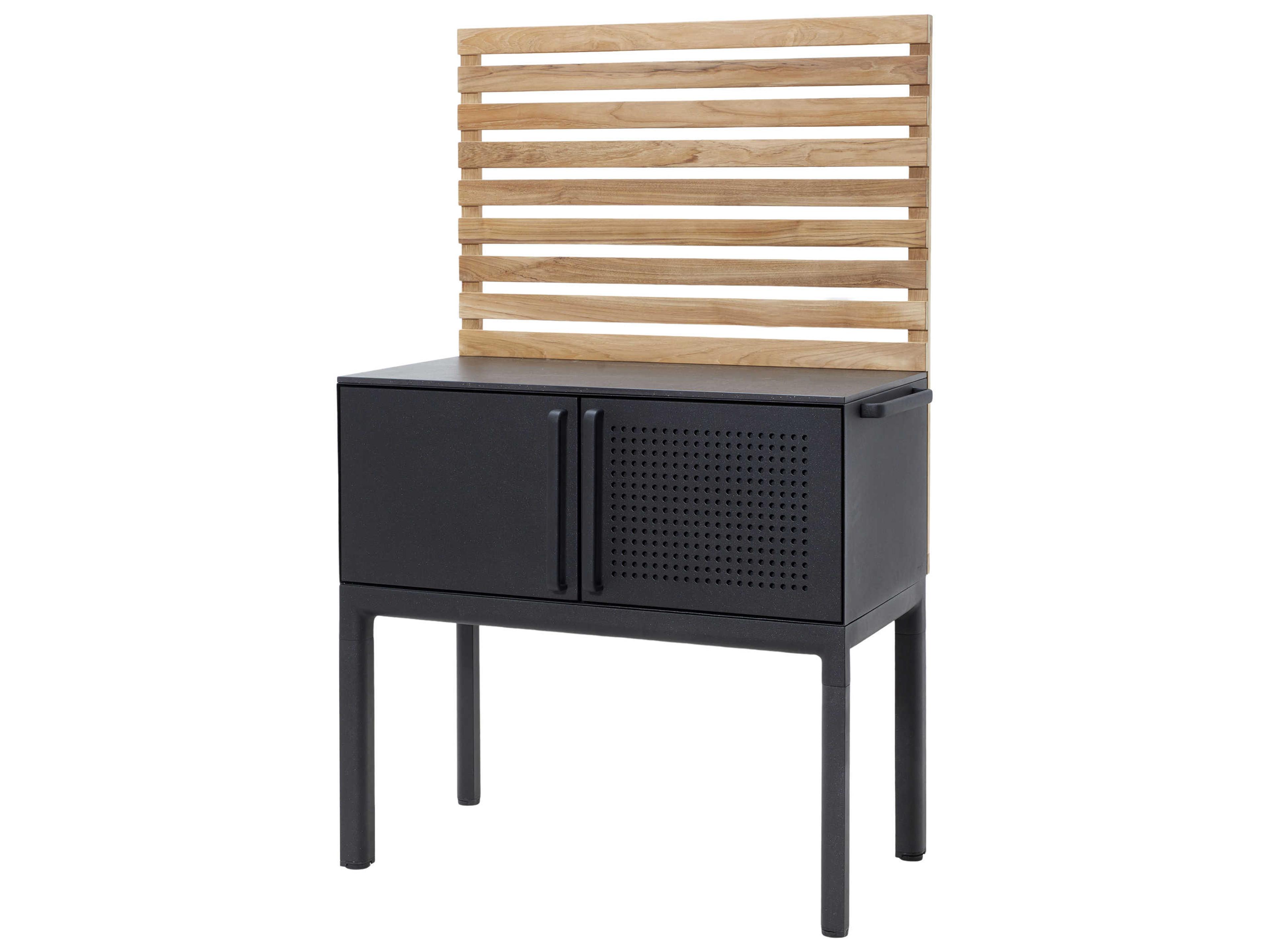 Cane Line Outdoor Drop Lava Grey Aluminum Rectangular Console Table