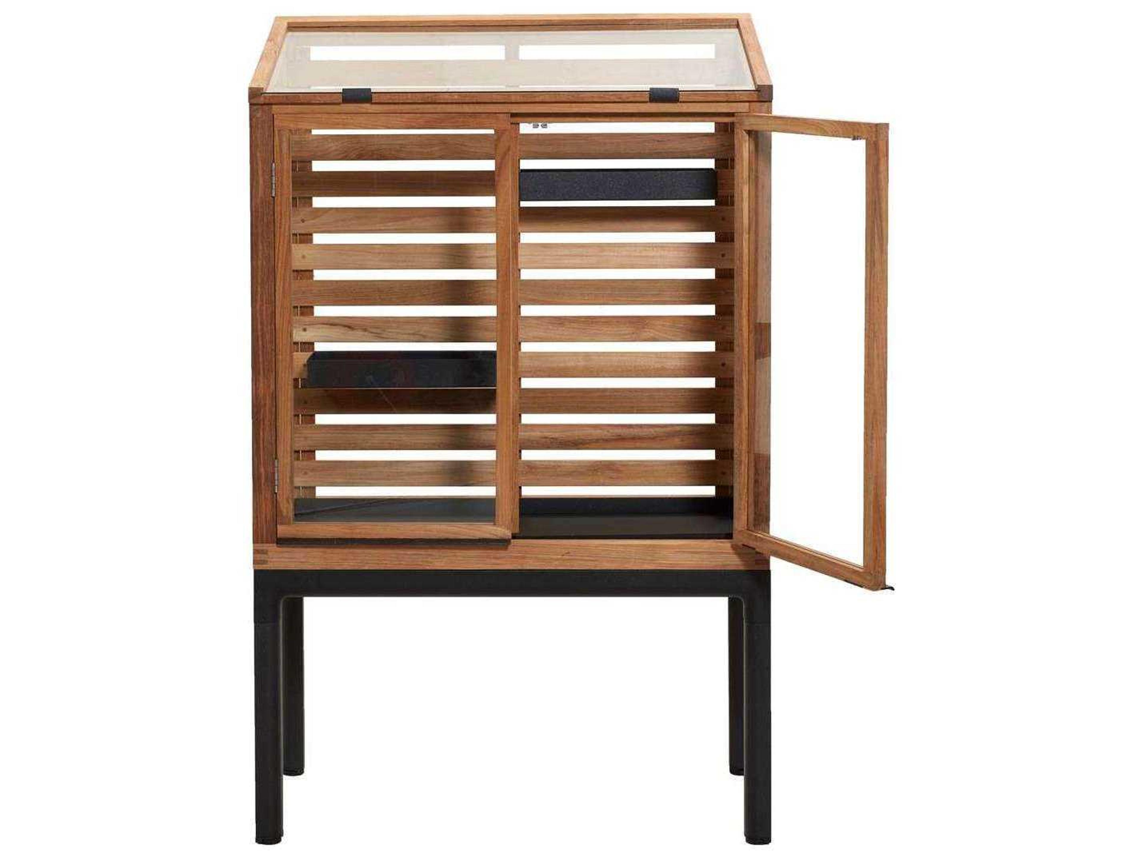 Cane Line Outdoor Drop Teak/Lava Grey Aluminum Greenhouse 2 Shelves