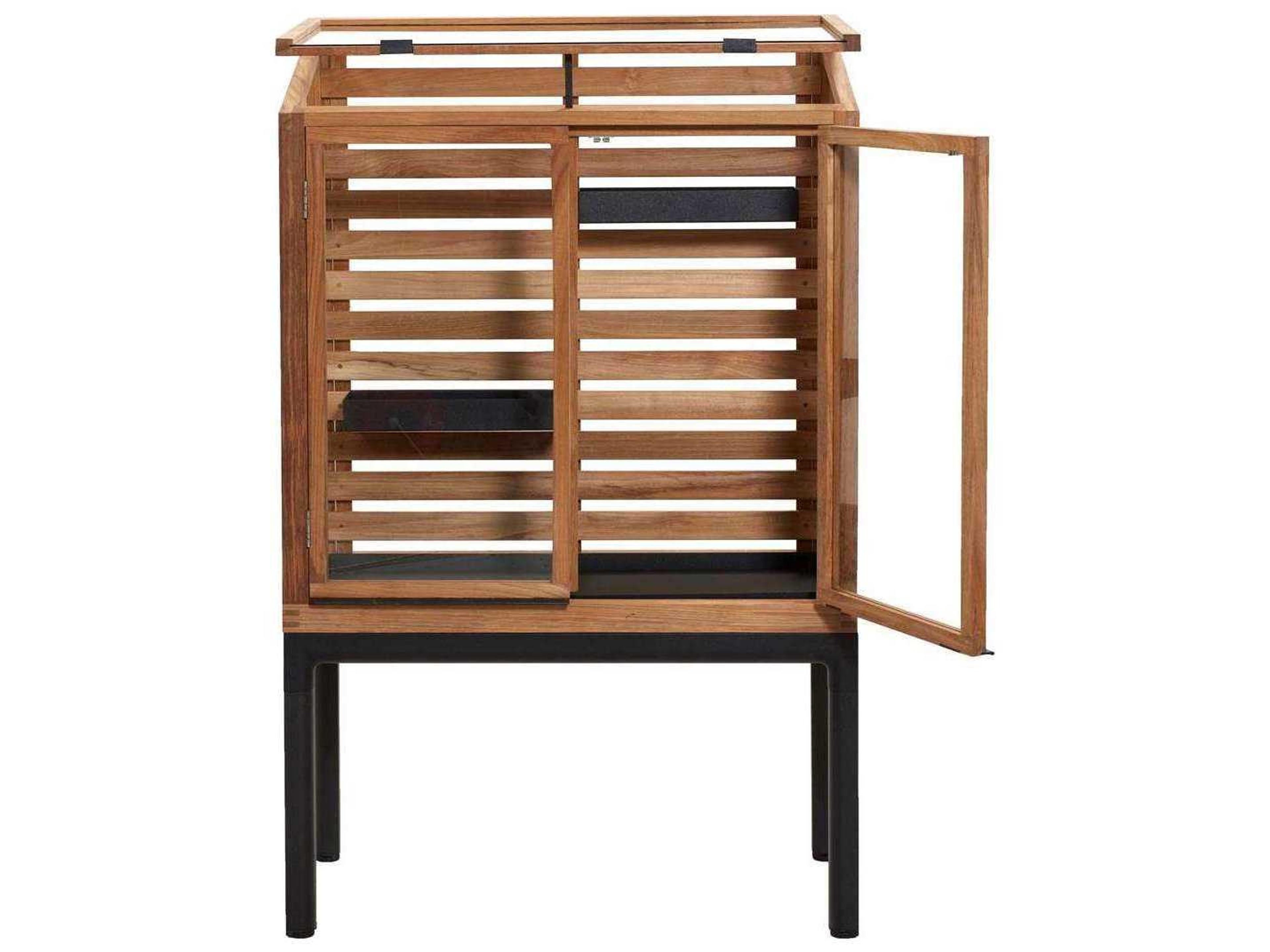 Cane Line Outdoor Drop Teak/Lava Grey Aluminum Greenhouse 2 Shelves