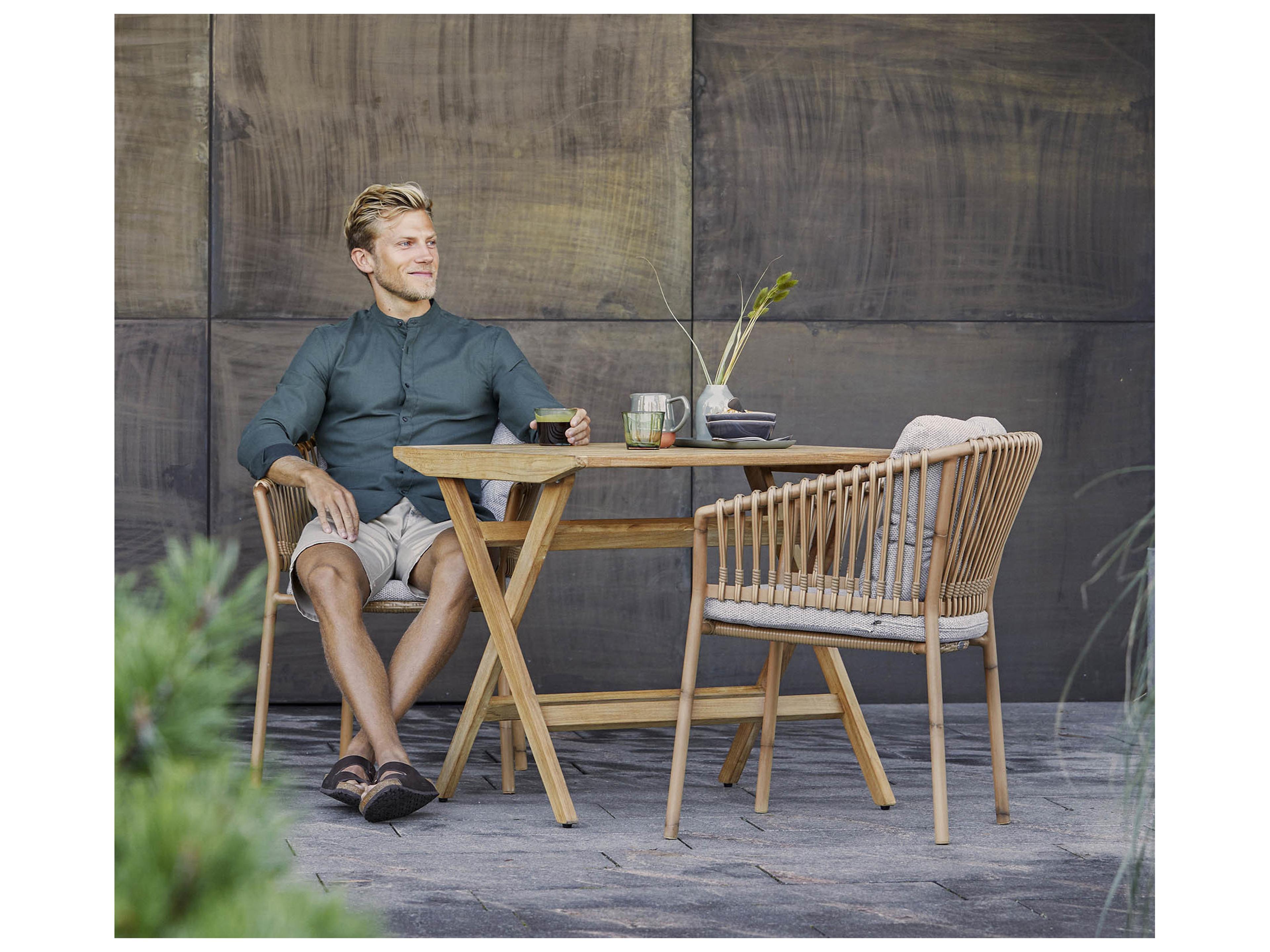 Cane Line Outdoor Flip Teak Small Square Folding Table