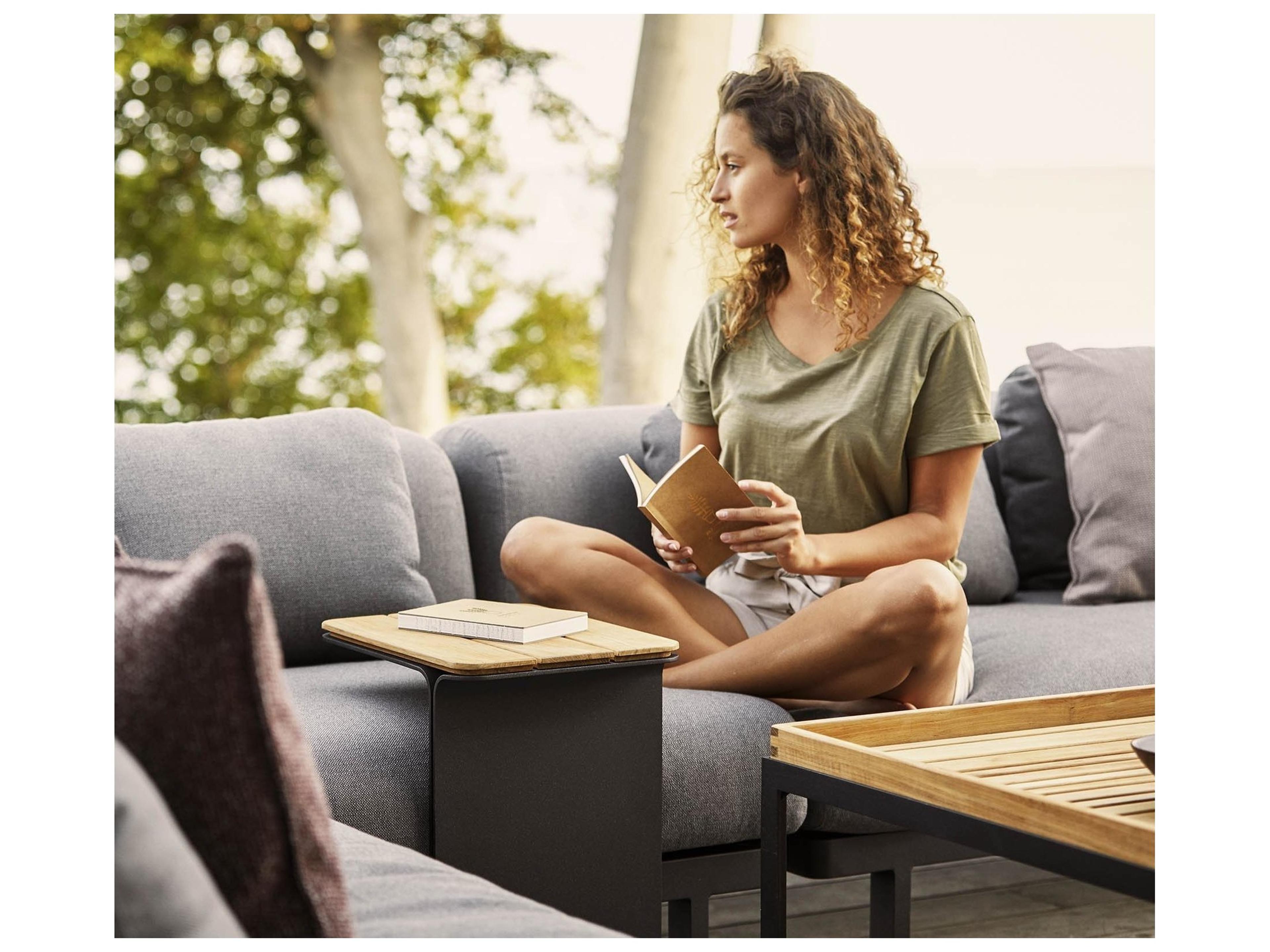 Cane Line Outdoor Mega Teak / Lava Grey Aluminum Rectangular End Table