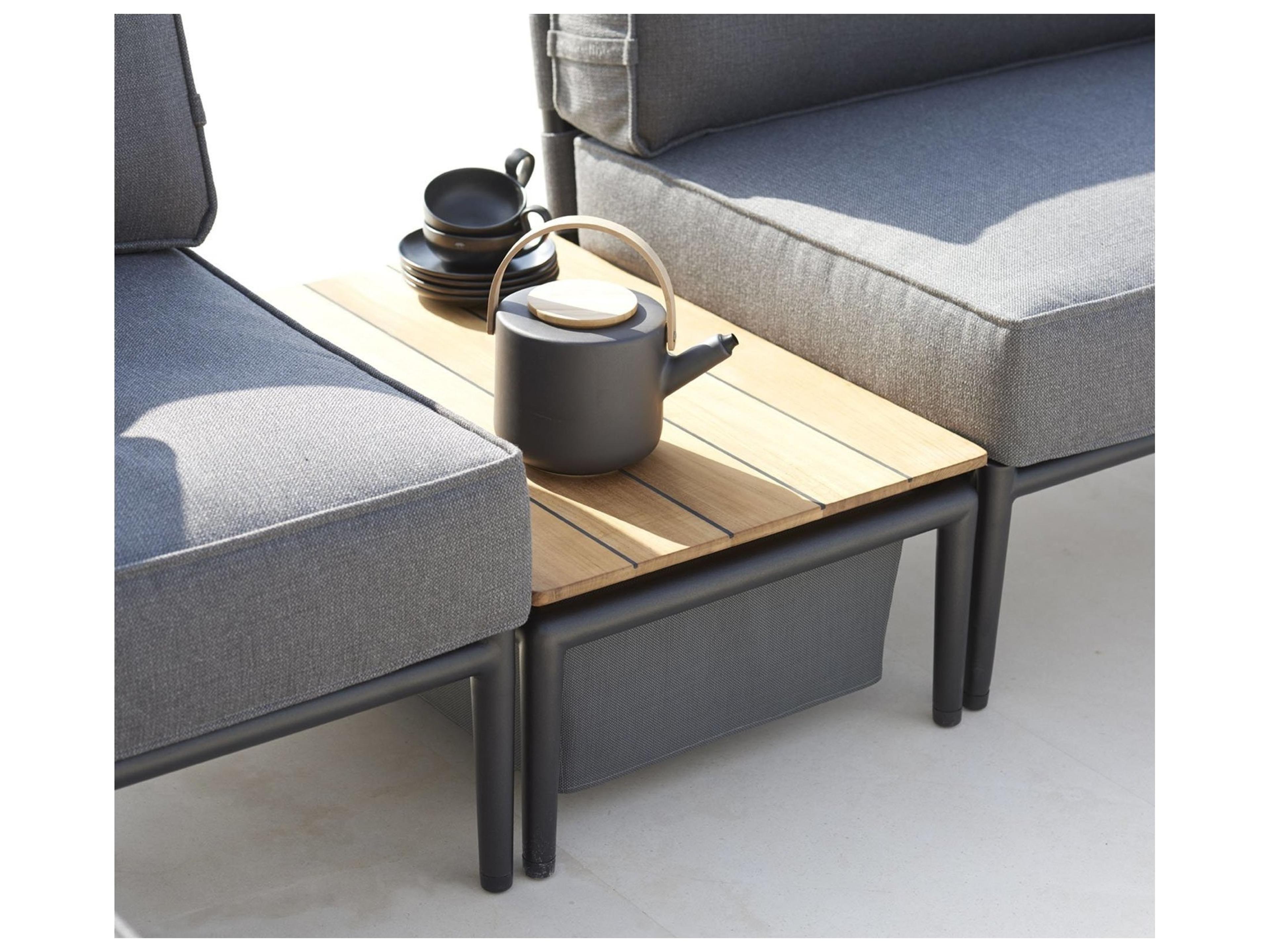 Cane Line Outdoor Conic Aluminum Teak Rectangular Box End Table