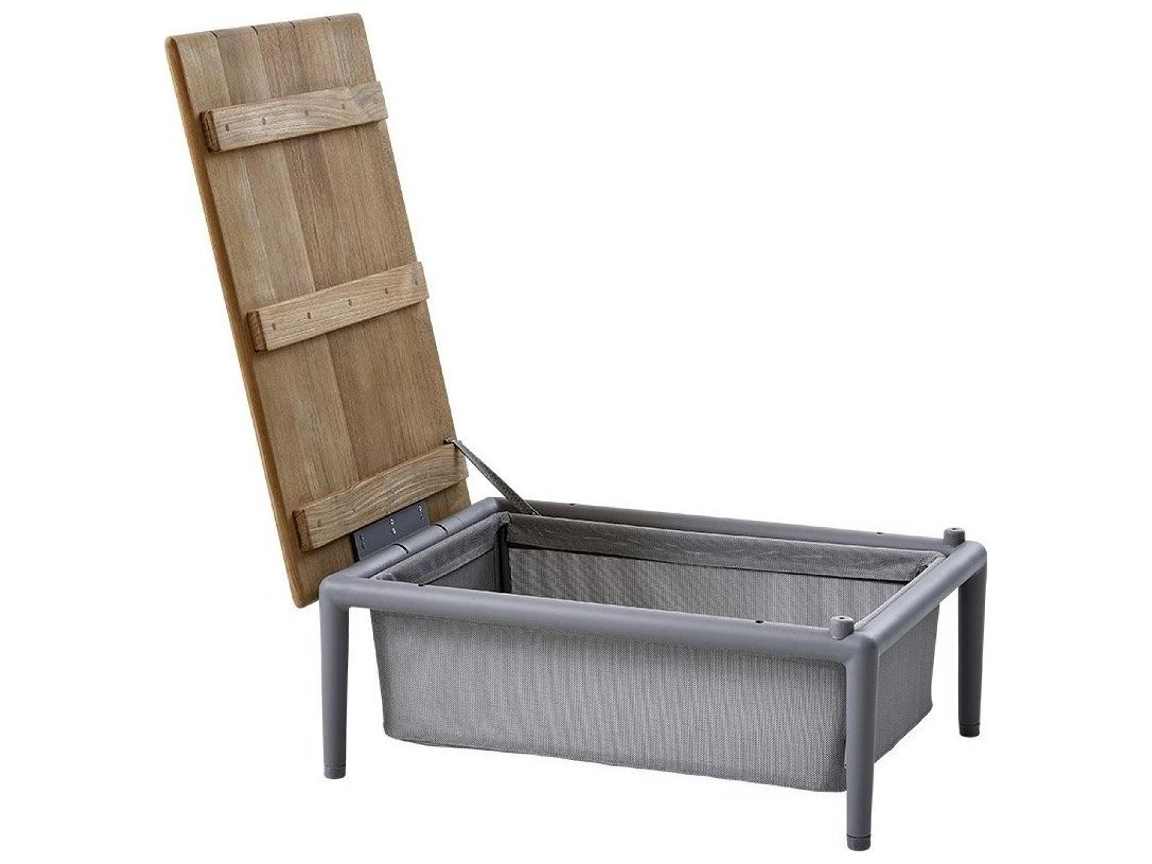 Cane Line Outdoor Conic Aluminum Teak Rectangular Box End Table