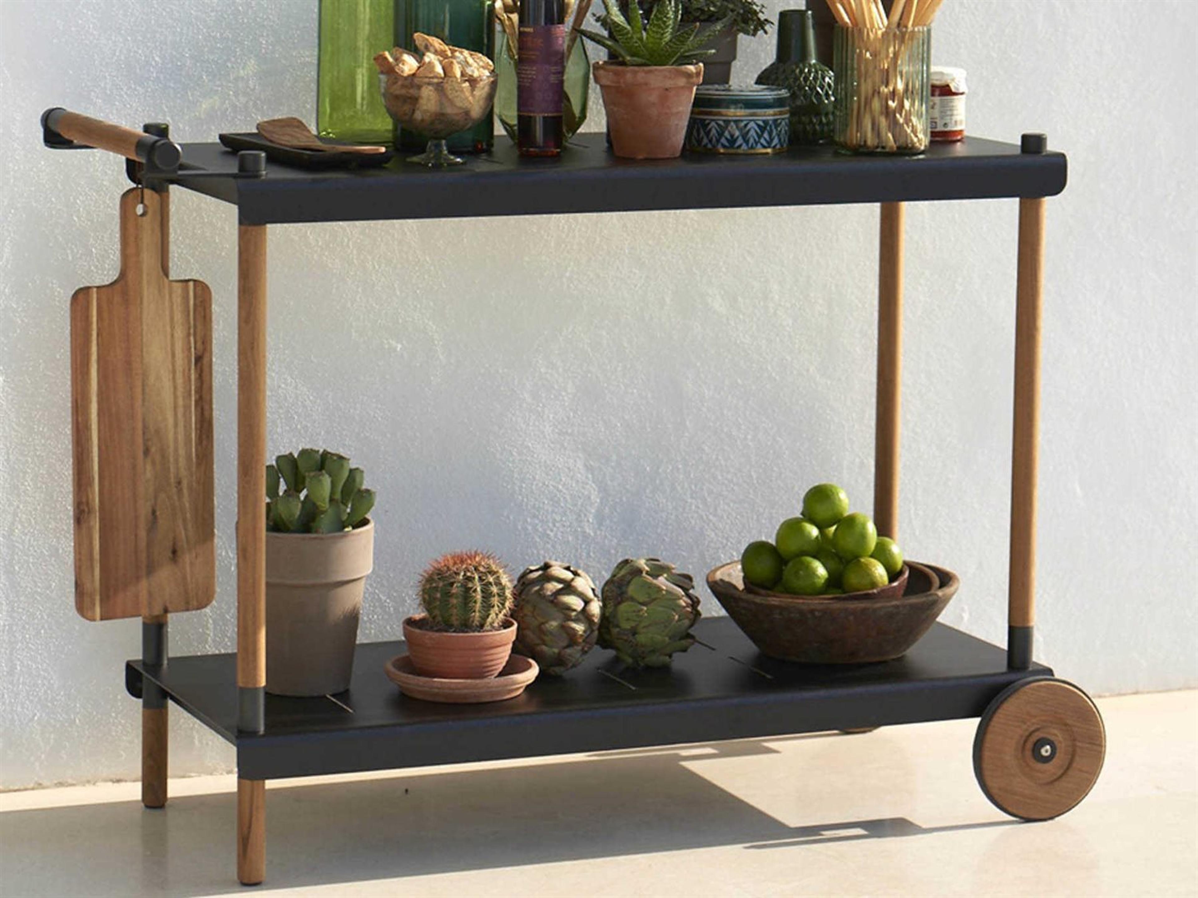 Cane Line Outdoor Teak/Aluminum Lava Grey Serving Cart