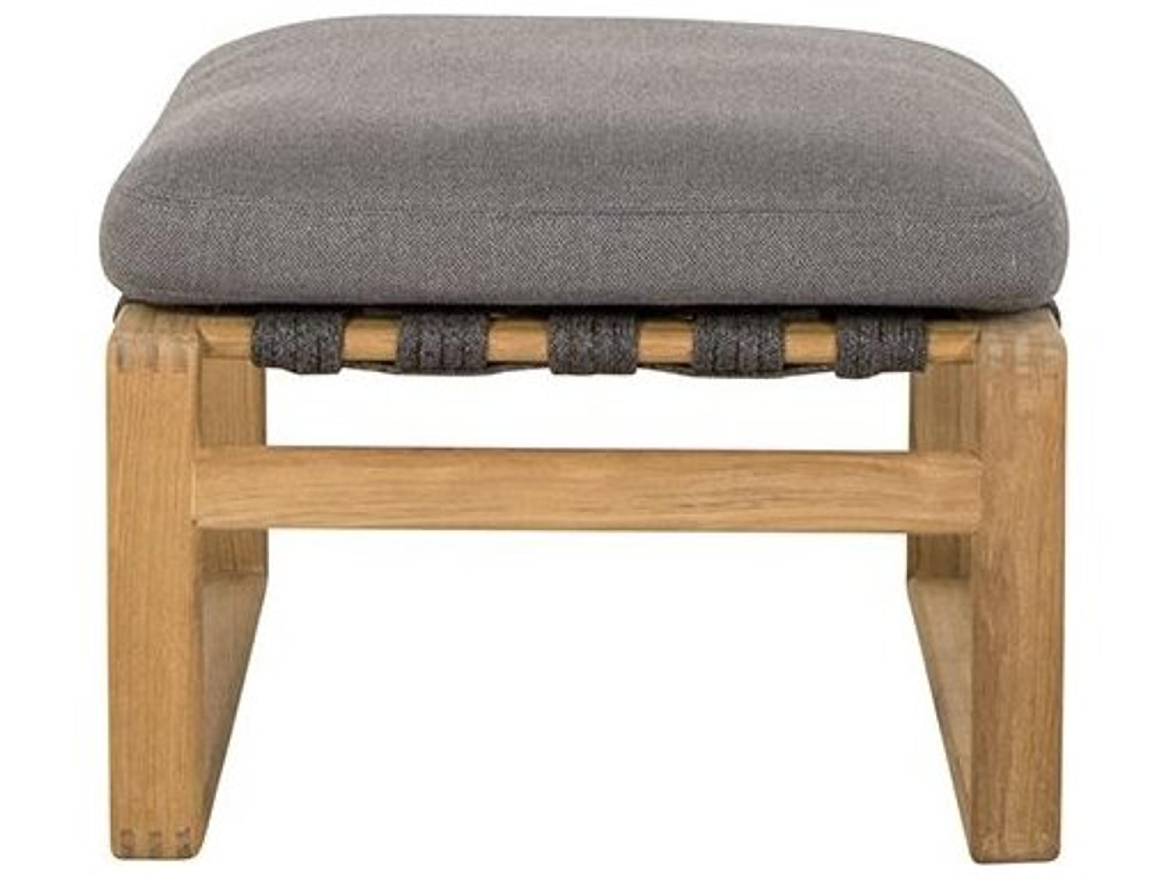 Cane Line Outdoor Endless Dark Grey Teak Soft Rope Ottoman in Grey