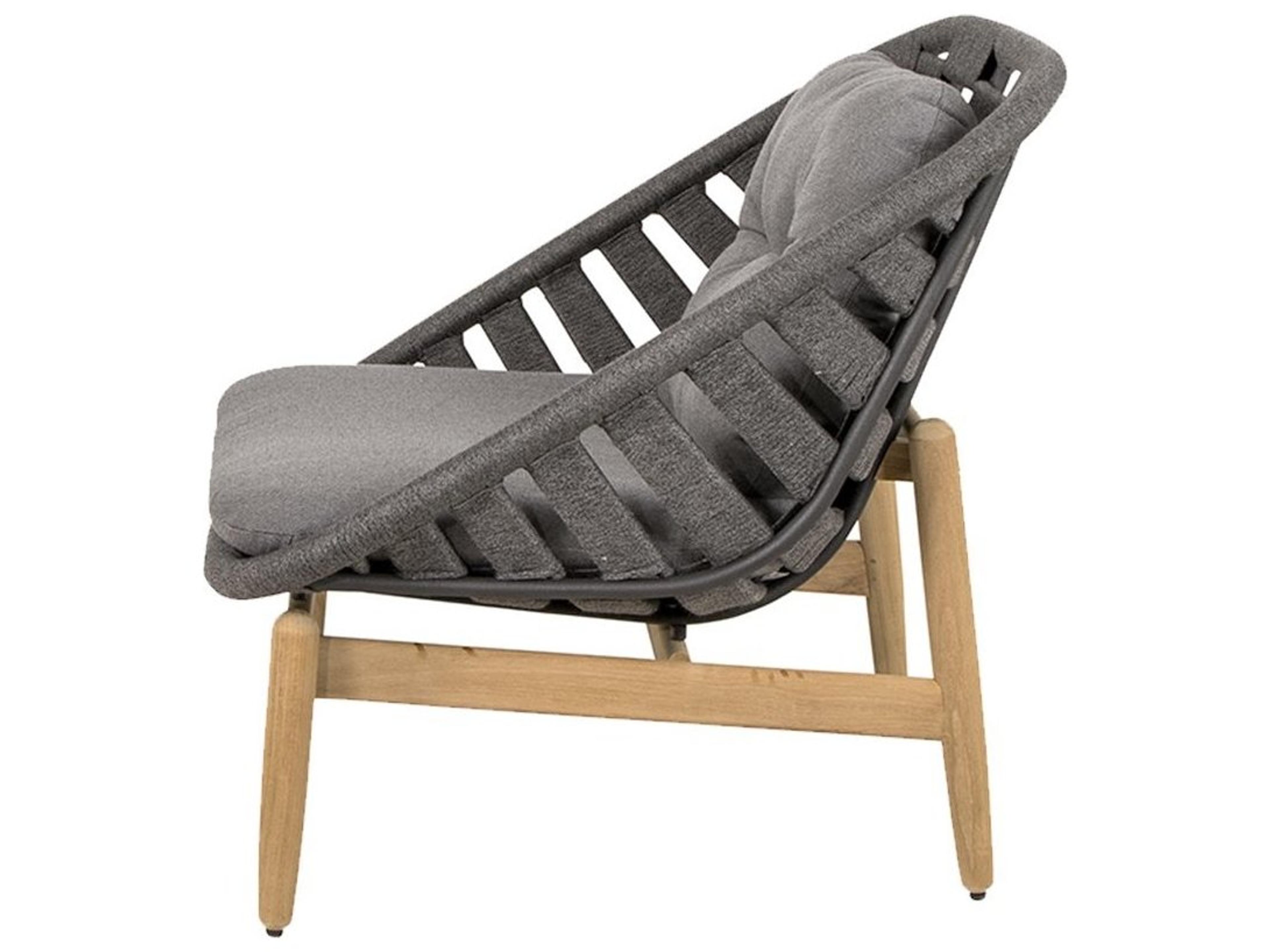 Cane Line Outdoor Strington Dark Grey Teak Soft Rope Lounge Chair
