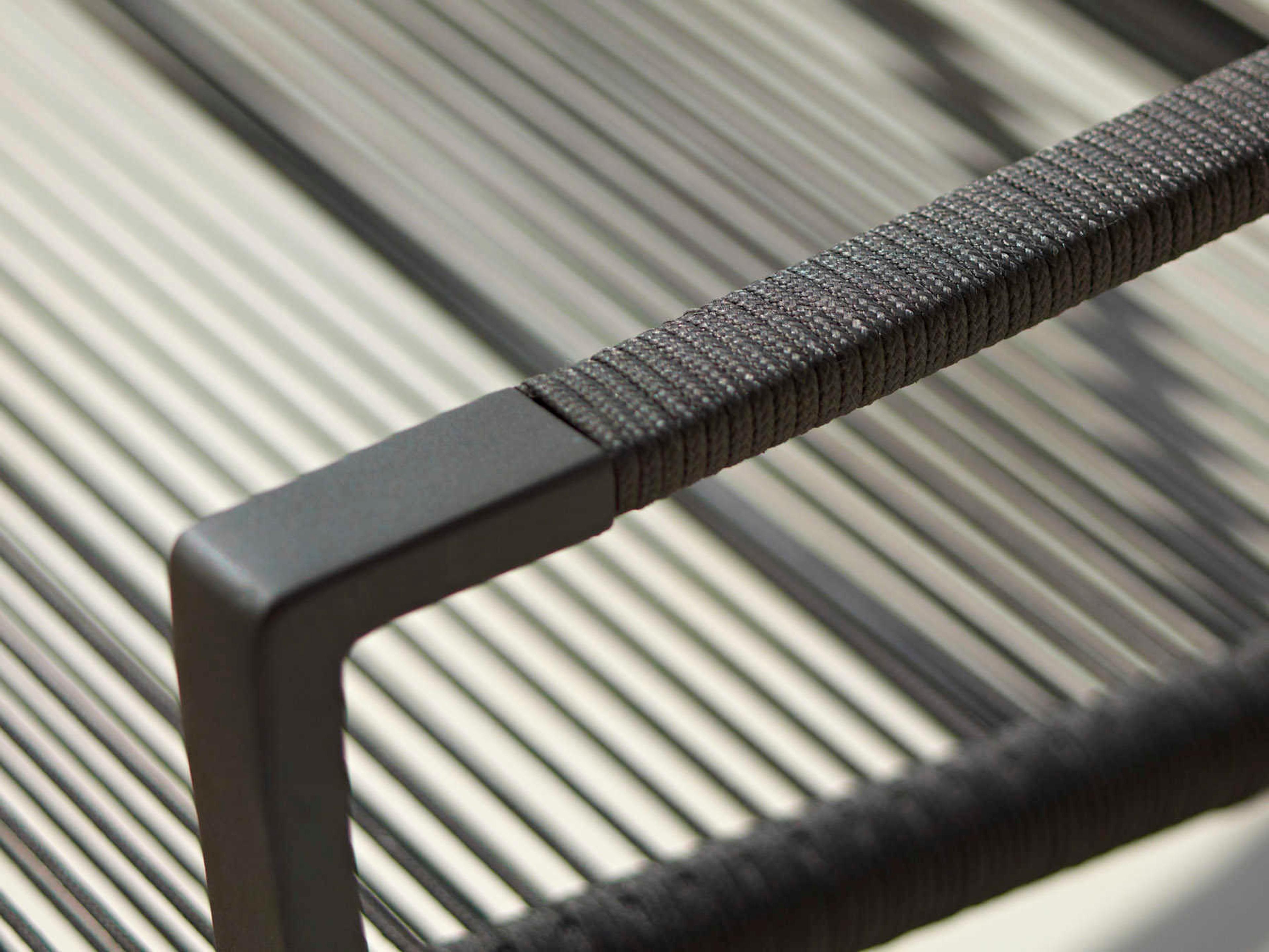 Cane Line Outdoor Edge Anthracite Aluminum Rope Strap Stackable Dining Arm Chair