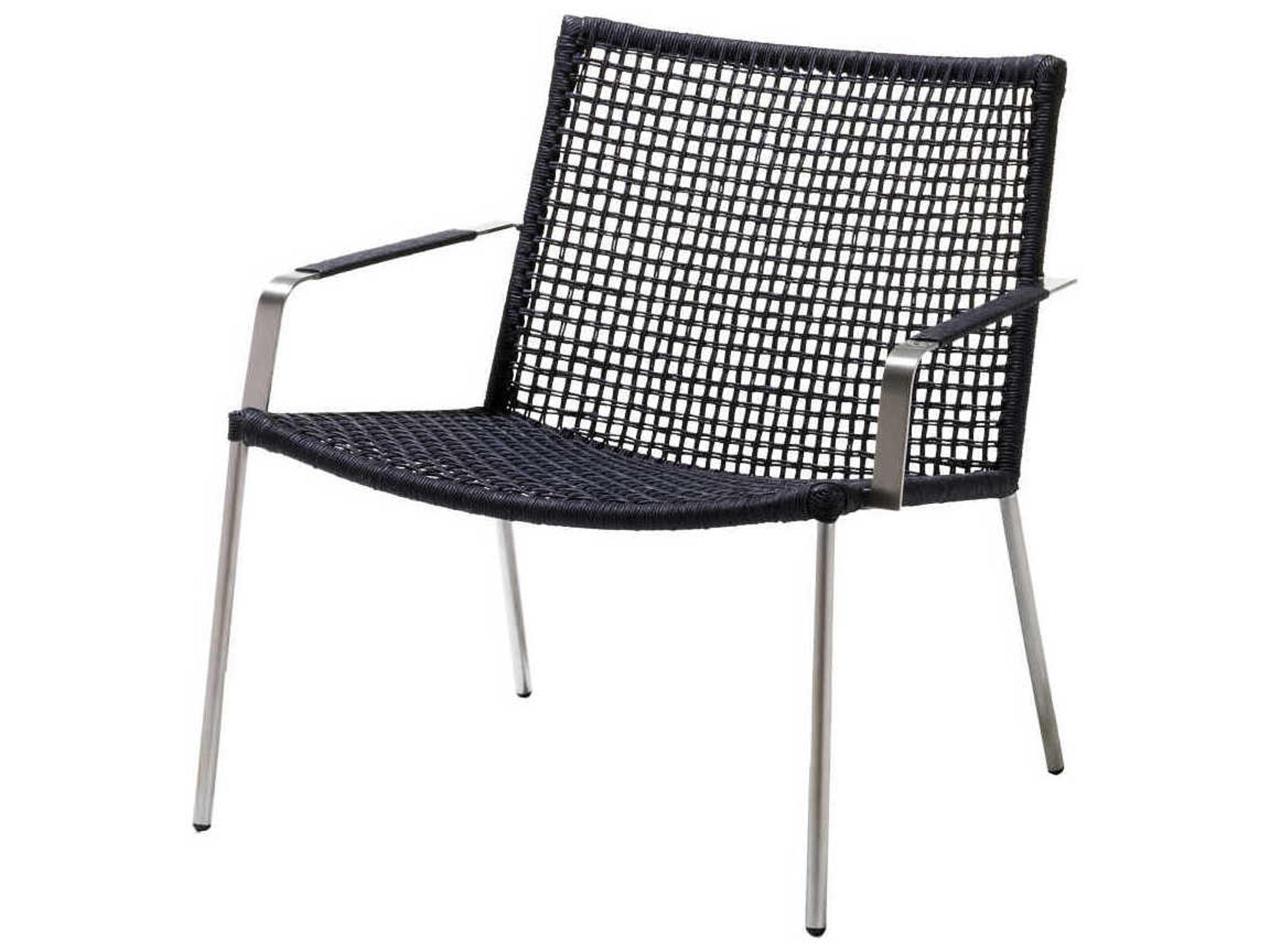 Straw Anthracite Stainless Steel Rope Strap Stackable Lounge Chair