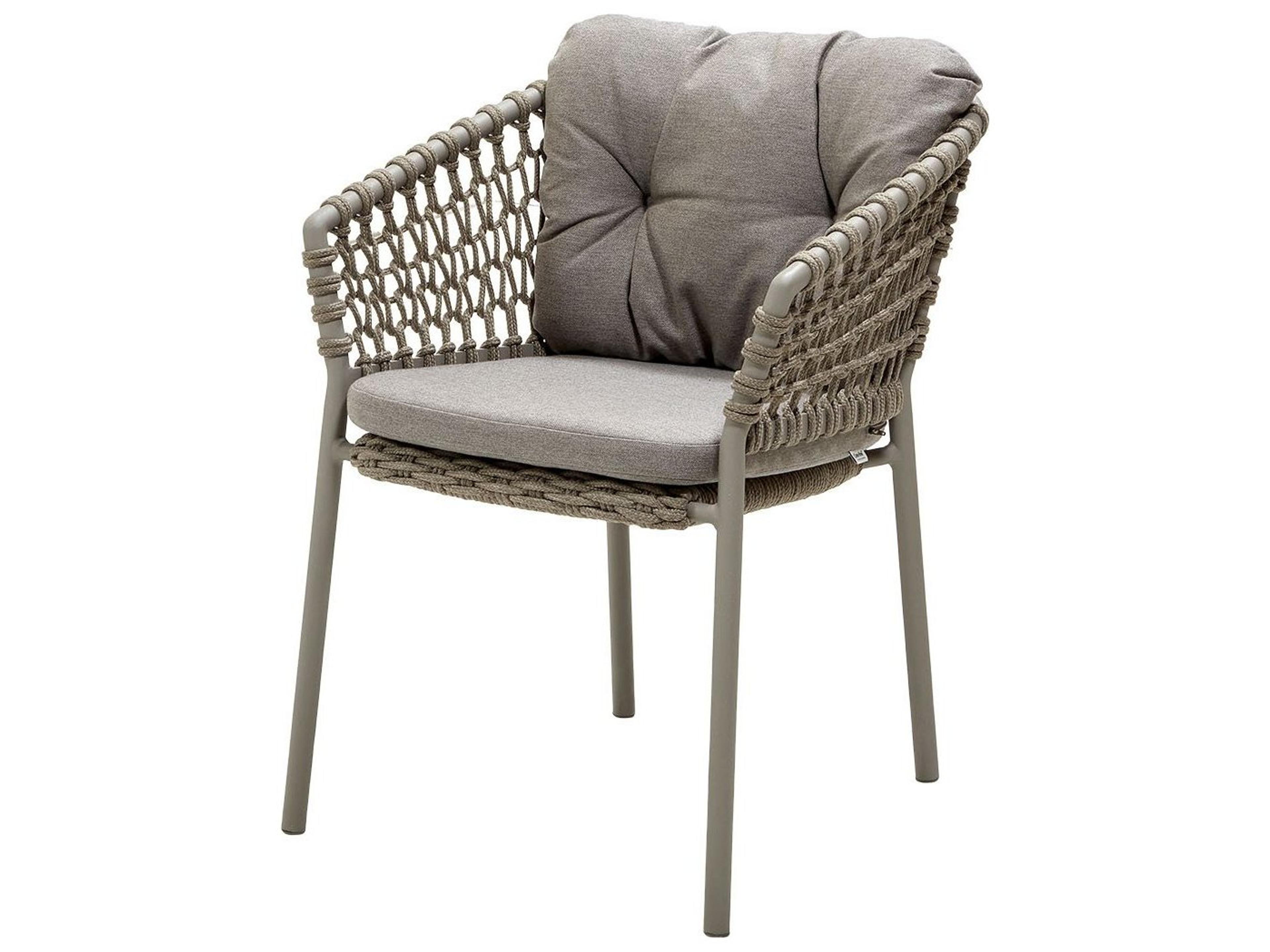 Cane Line Outdoor Ocean Aluminum Soft Rope Stackable Dining Arm Chair