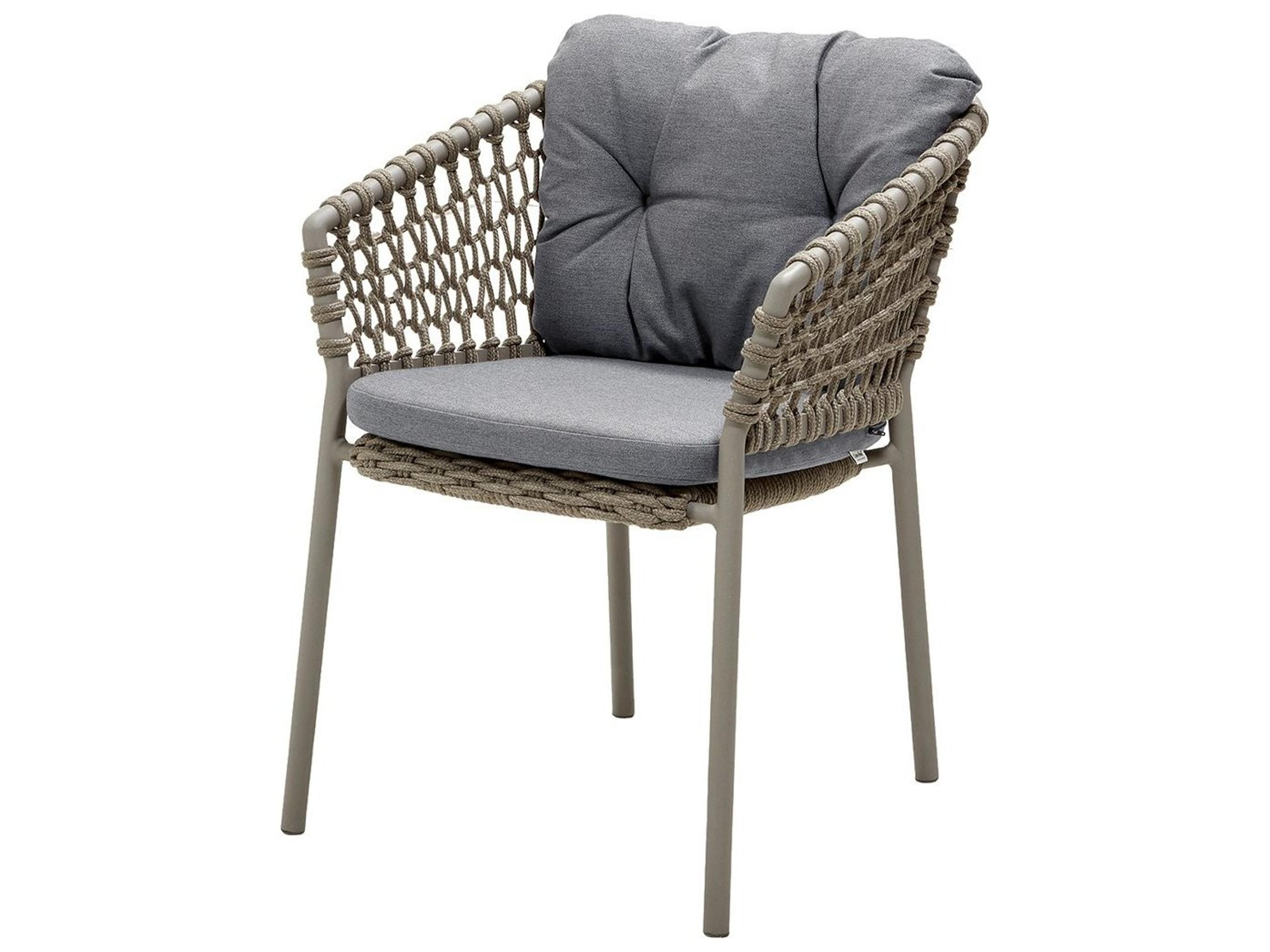 Cane Line Outdoor Ocean Aluminum Soft Rope Stackable Dining Arm Chair