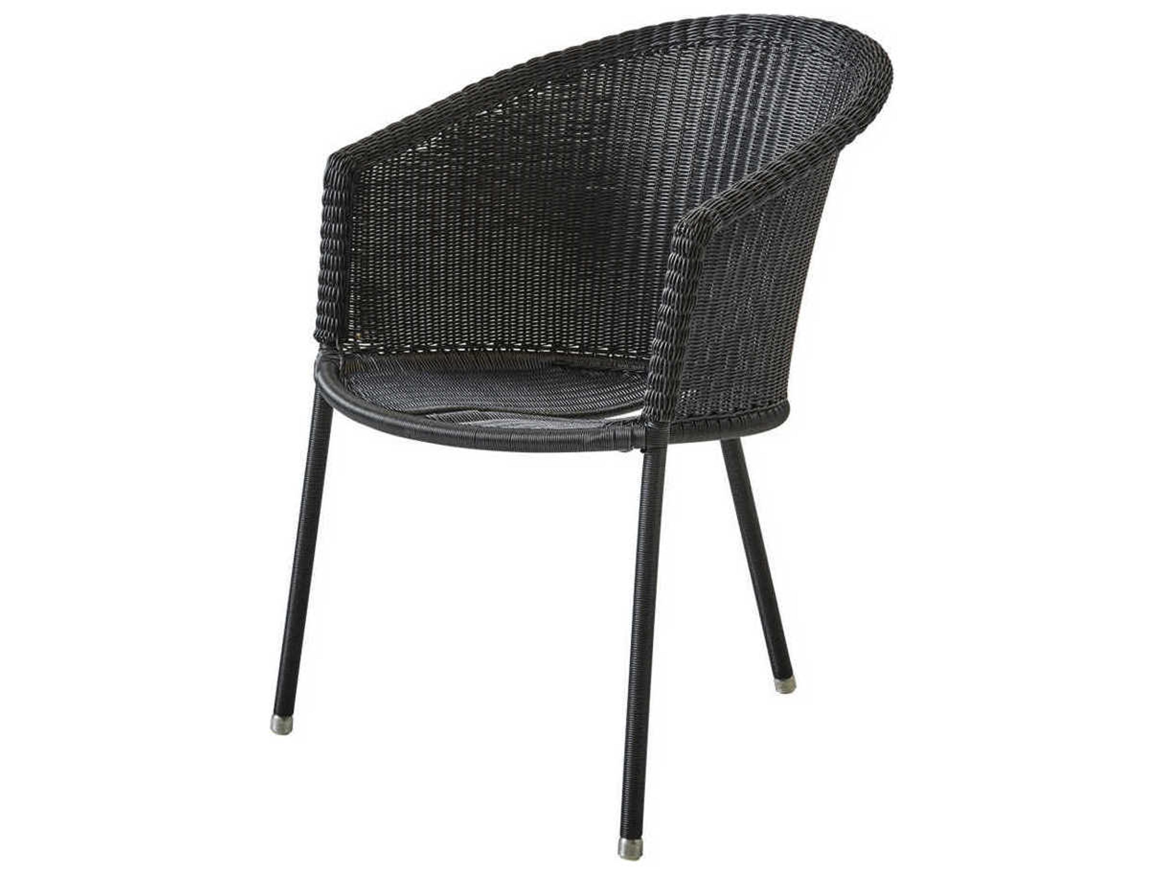 Cane Line Outdoor Trinity Graphite Aluminum Wicker Stackable Dining Arm Chair