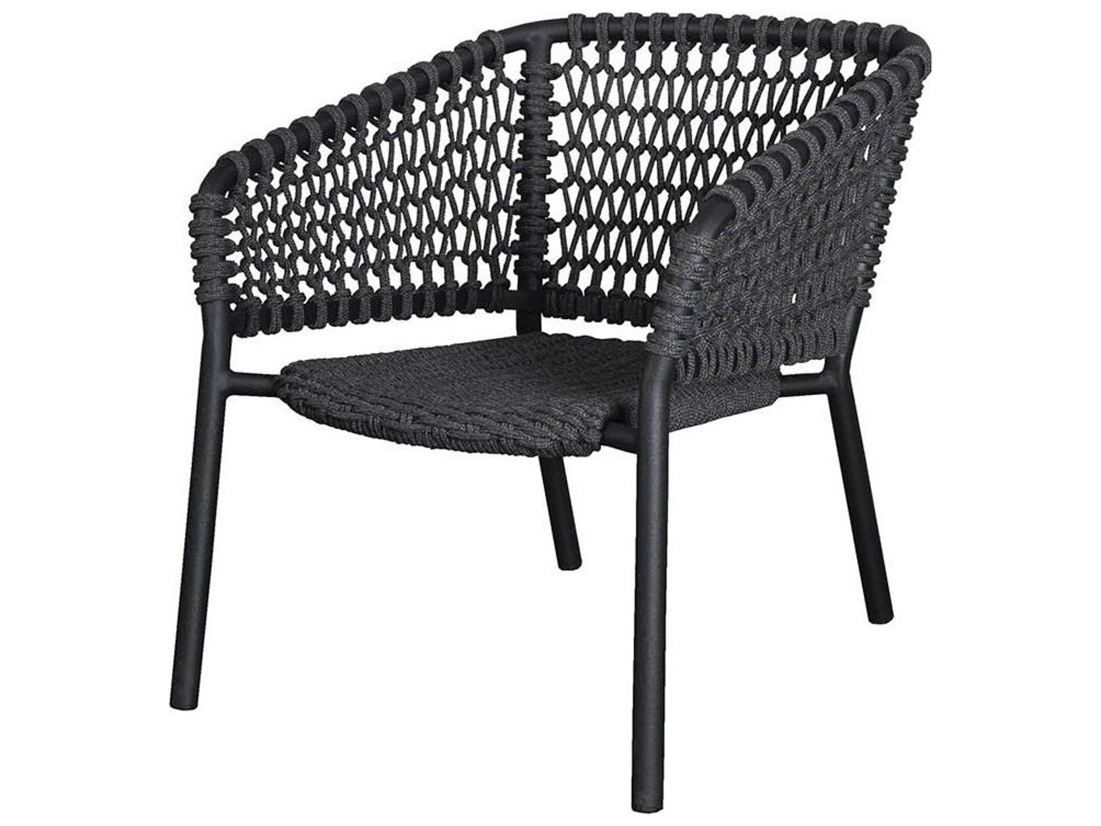 Cane Line Outdoor Ocean Dark Grey Aluminum Soft Rope Stackable Lounge Chair
